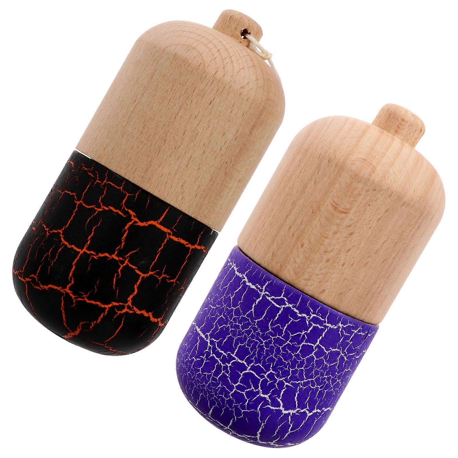 Wooden Kendama Set 2pcs for Hand Eye Coordination Skill Development Sturdy Pill Cup Game Perfect for Boys' Birthday Gifts Indoor Play Random Color