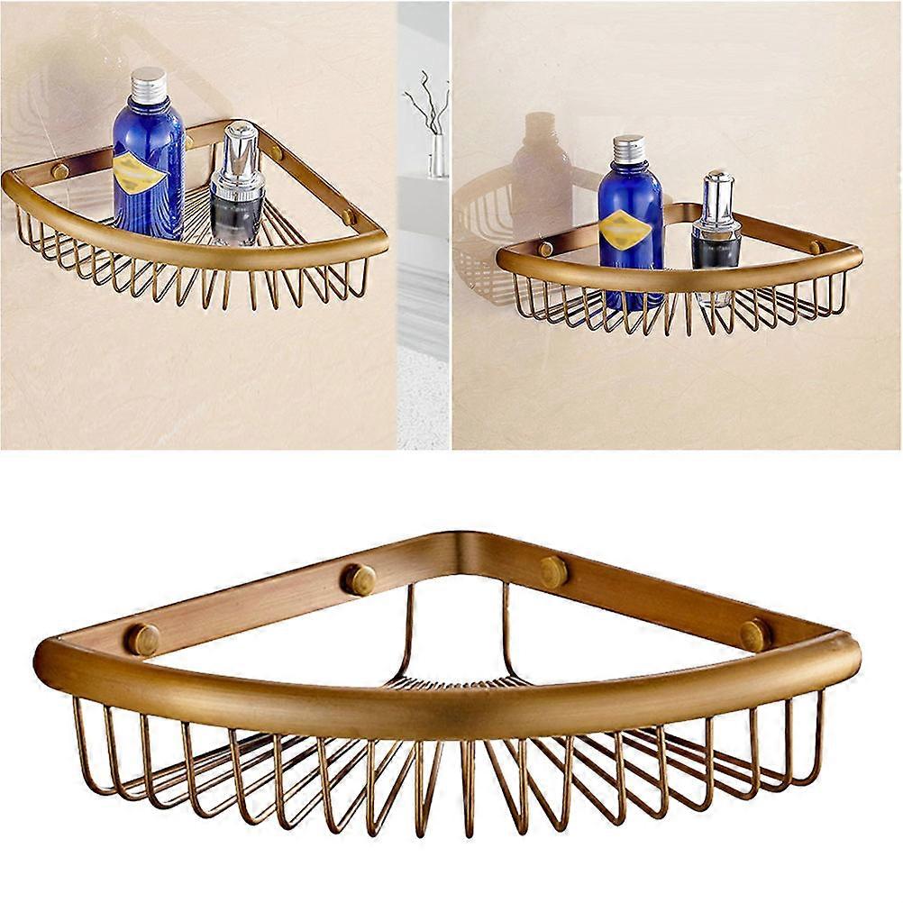 Triangle Corner Shelf Copper Floating Corner Shelf Vintage Style for Bathroom Toilet Kitchen 30x21x5.7cm 1Pack