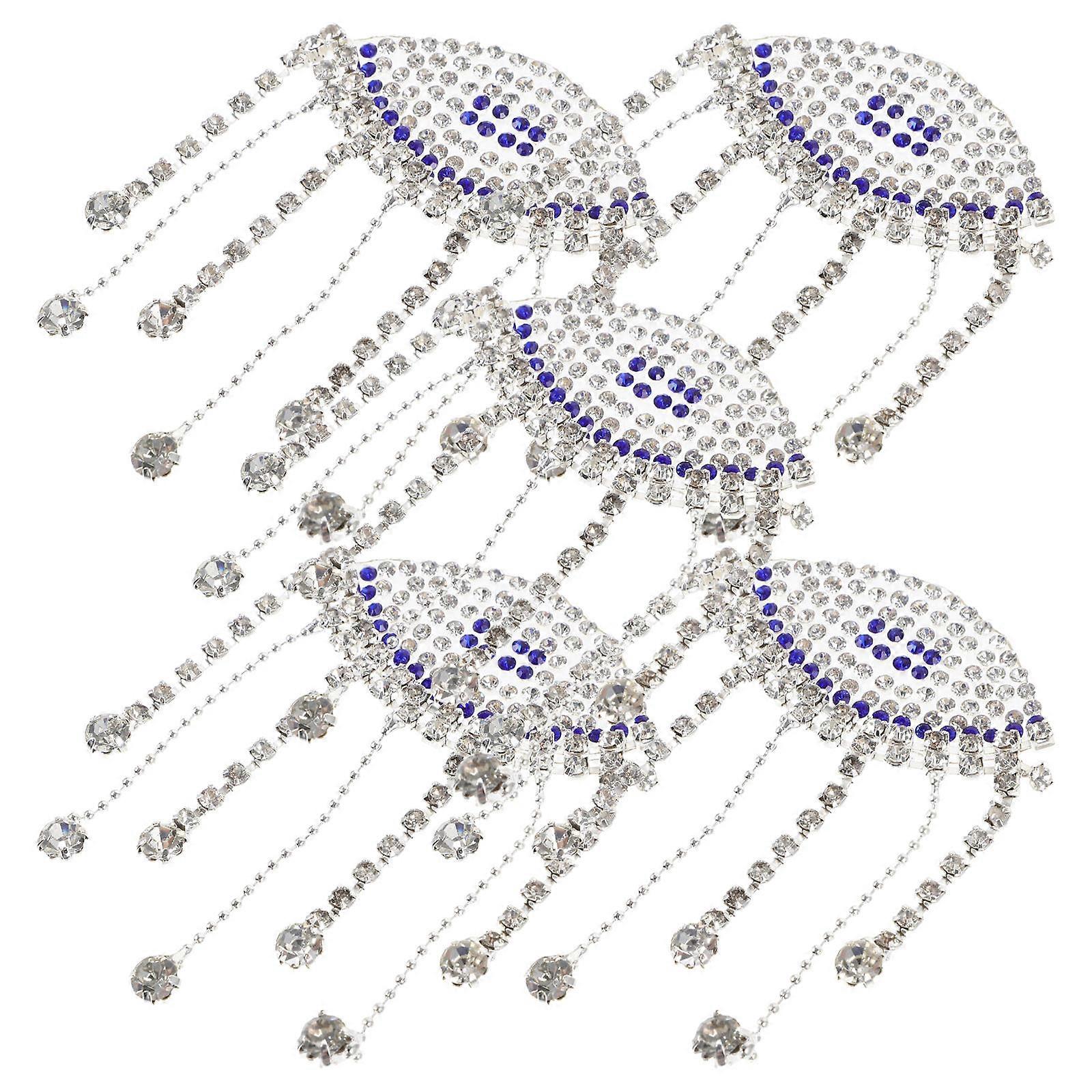 Rhinestone Eye Applique for Sewing Use with Tassel Design 5Pcs Patch Set