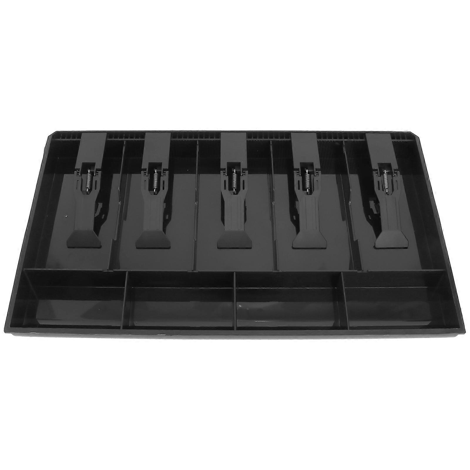 Cash Drawer Insert Tray for Cash Organization with Bill and Coin Compartments – Black Box for Market, Bank, and Home Use