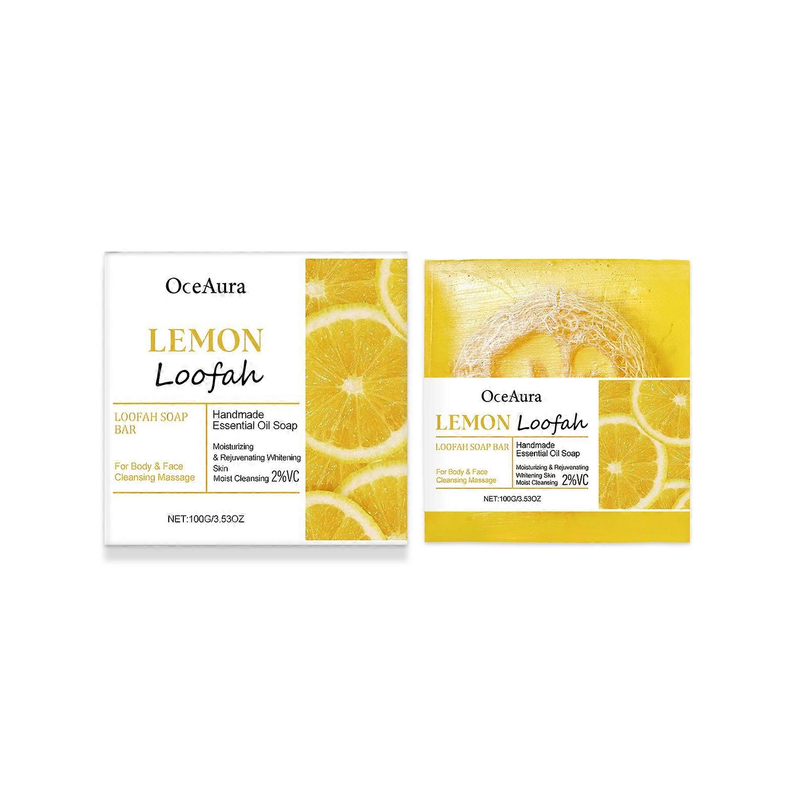 OceAura Lemon Sponge Bath Soap - Lemon Soap for Gentle Body Cleansing, Oil Control, and Refreshing Facial and Body Cleansing Soap