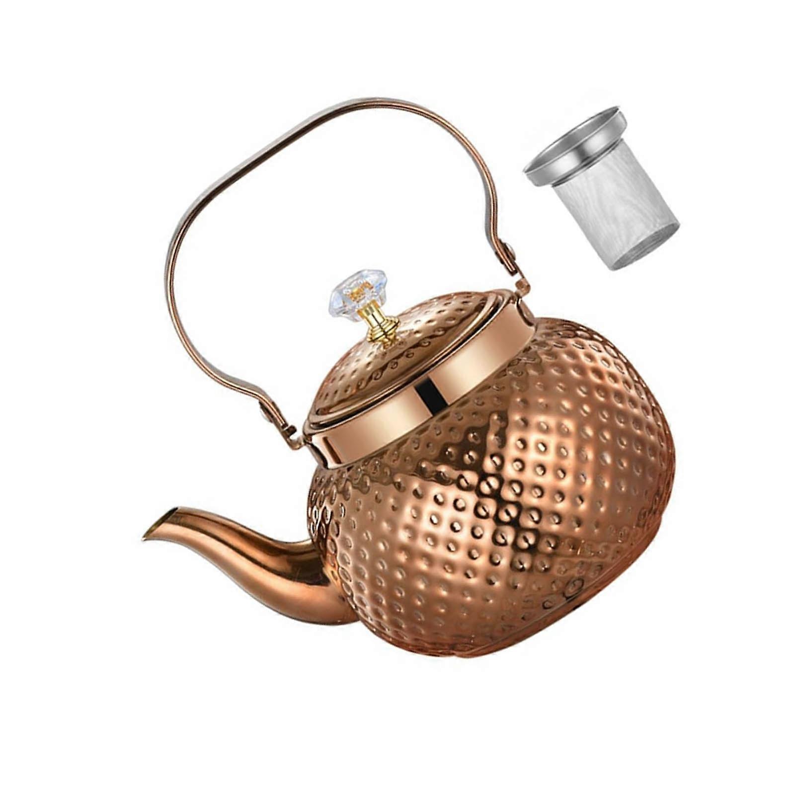 Stainsless Steels Teas Kettles Teapots with Infuserメタルコーヒーポットラウンドティーポットキッチンホテルレストランローズゴールド1.2L