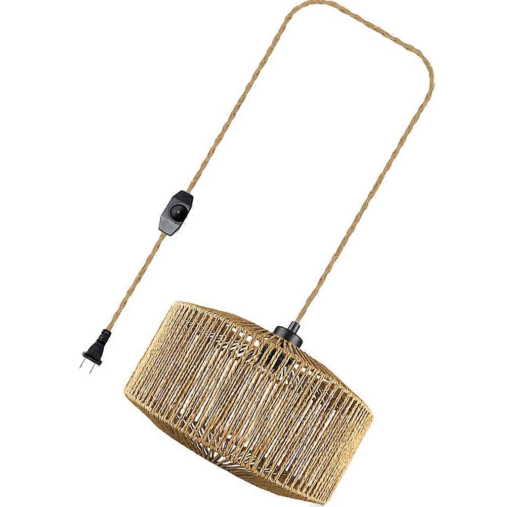 Weaving Lamp Shade Modern Plug In Ceiling Light For Dining Table Eye Protection 1Pcs