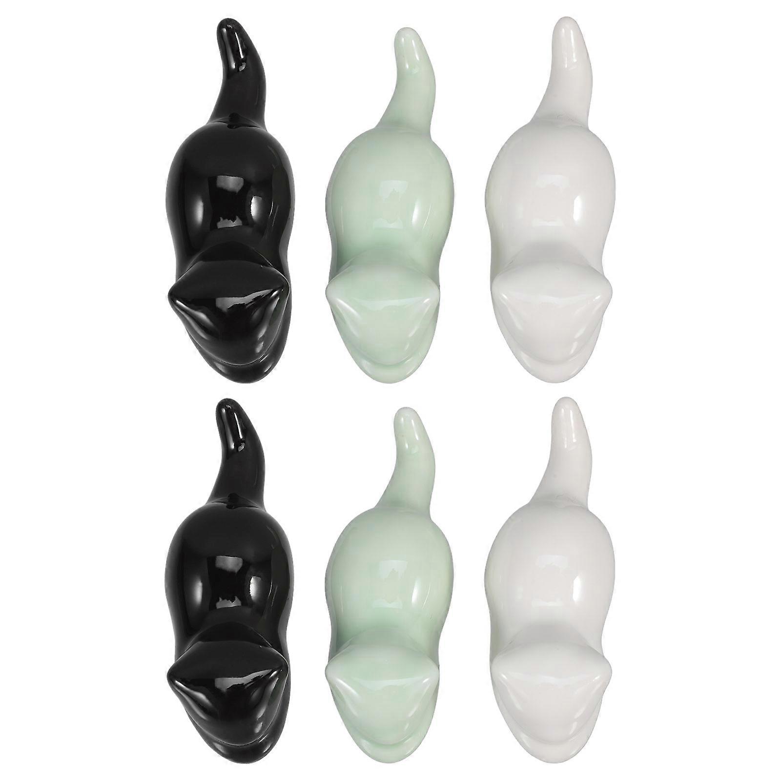 Adorable Cat Shaped Ceramic Brush Holder Suitable For Artists And Collectors In Assorted Color 6Pcs To Enhance Workspace
