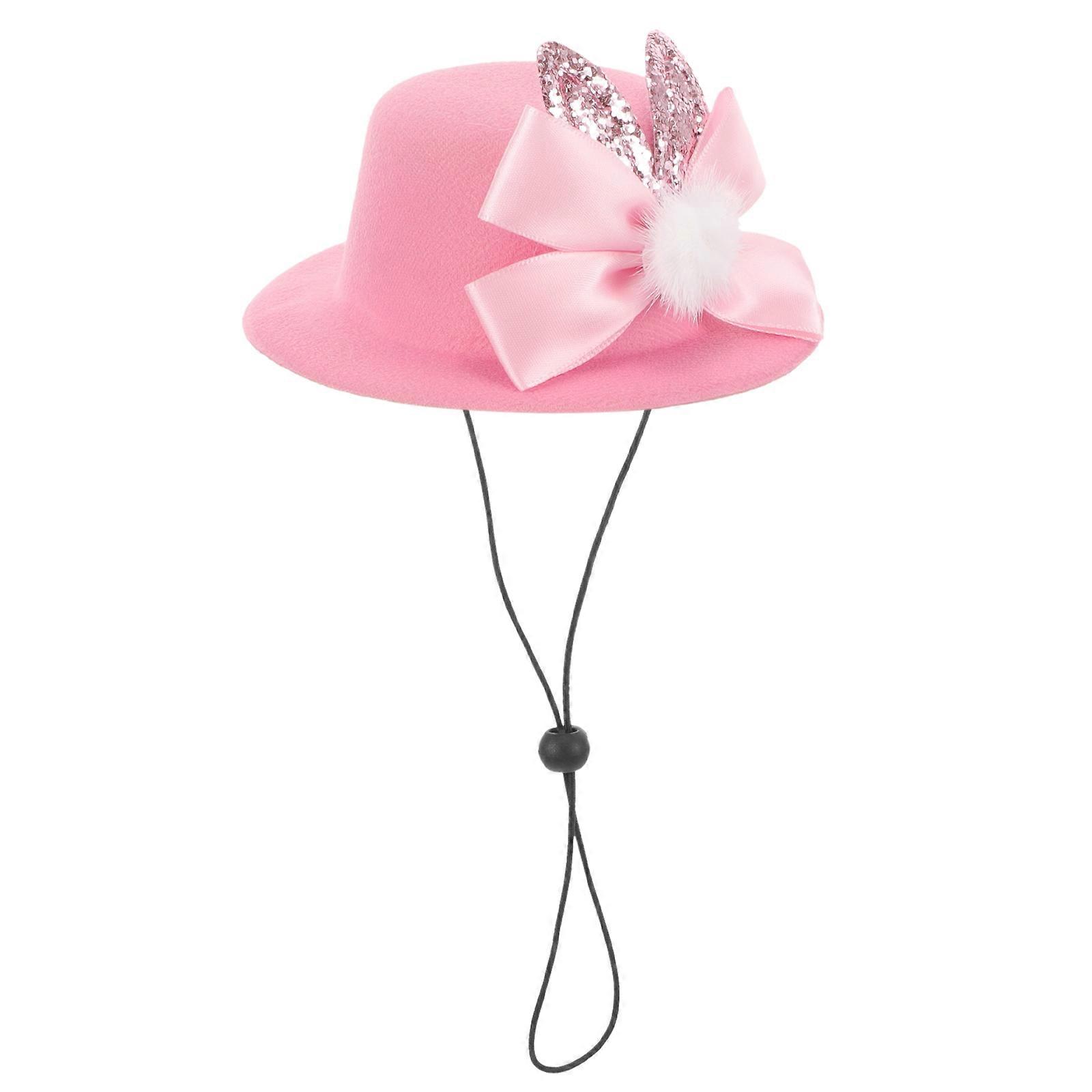 Pet Easter Hat for Dogs and Cats with Bunny Ears and Bowknot Adjustable Sun Hat