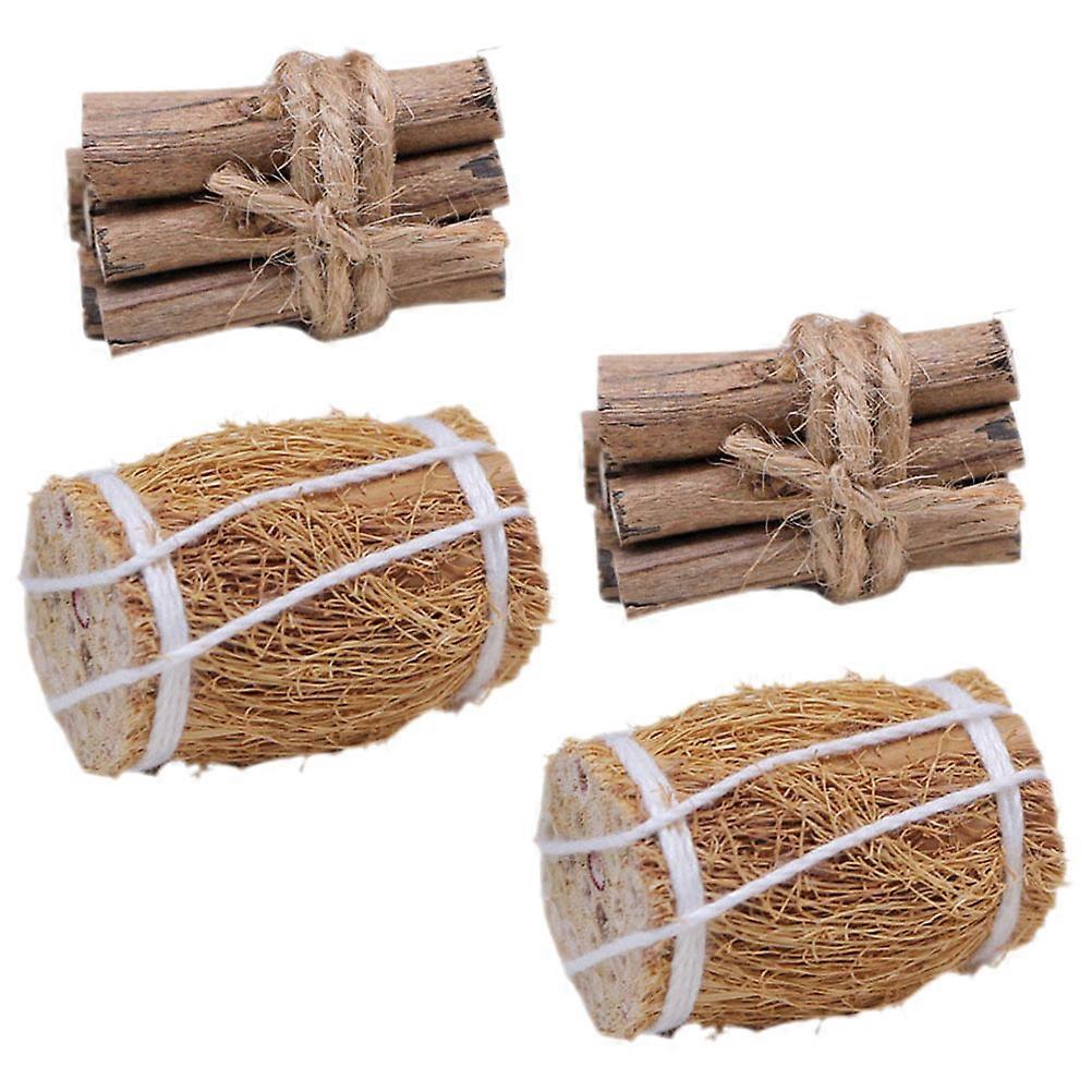 Winter Mini Haystack Dollhouse Accessories Firewood Straw Ornaments for Miniature Home DIY Model Decor, Seasonal Decoration