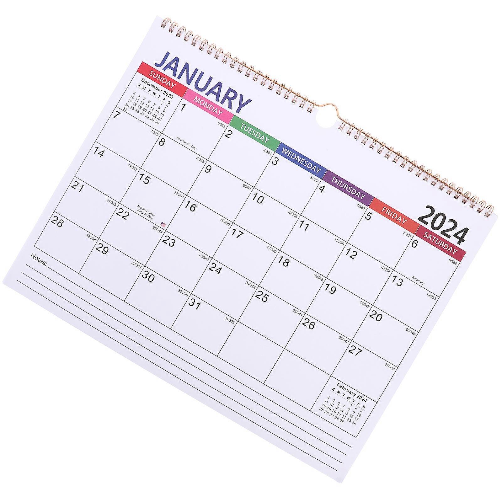 Monthly Wall Calendar Office Use Rectangular Simple Style Date Tracking Paper 38.00X29.50X0.10CM Schedule Planning 1Pack