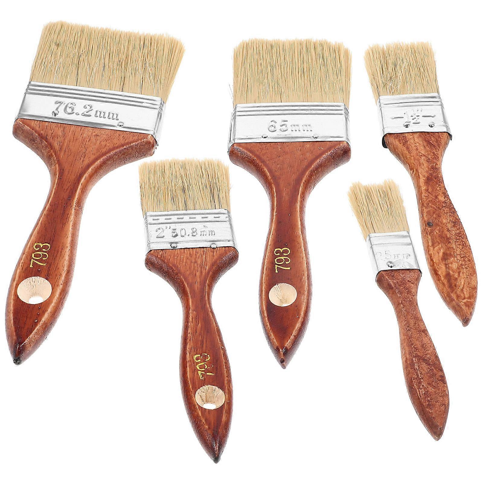 5pcs Reusable Oil Paint Brushes with Ergonomic Handles for Precision Crafting & Wall Painting – Includes Wall Painting Brushes