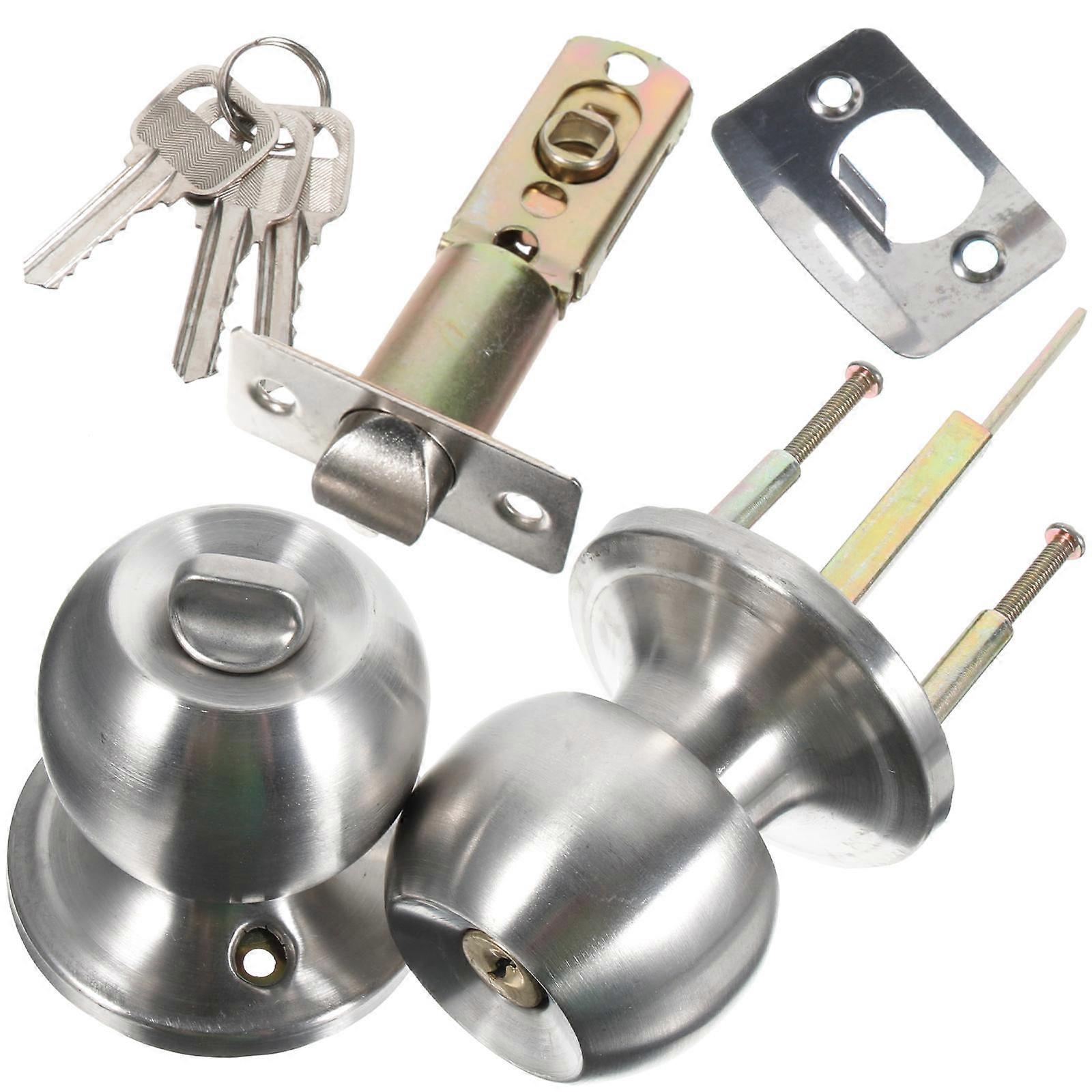 Bedroom Door Knobs With Lock High Hardness Interior And Exterior Use Assorted Color Thickened Cylinder Spring Bolt 2Pcs
