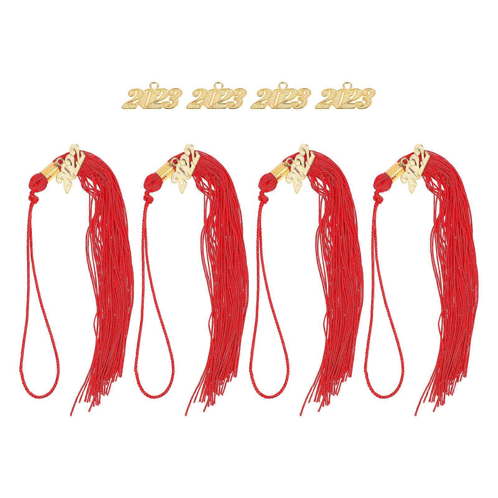 Hat Decorative Pendants Red Polyester Graduation Ceremony Parties 4 Sets
