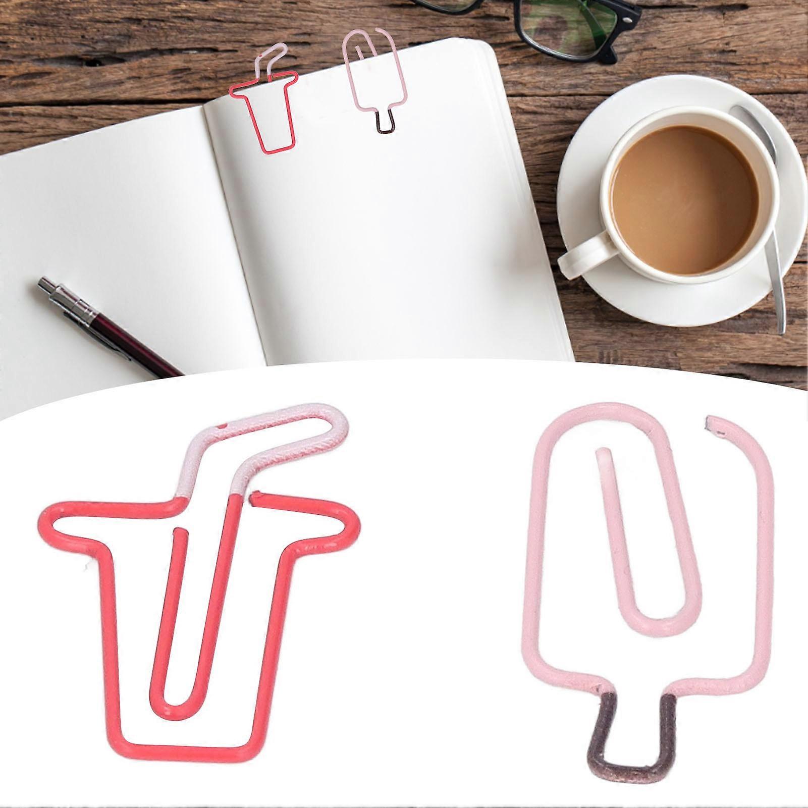 100PCS Metal Clips 50PCS Ice Cream Style 50PCS Coffee Style Rustproof Sturdy for Office Memo File Classification 