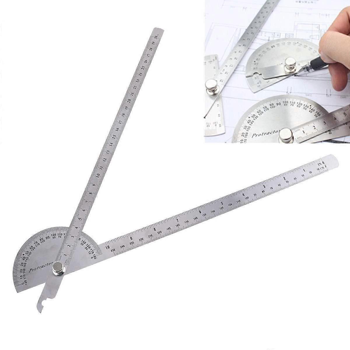 Stainless Steel 0180° Protractor Angle Finder Both Arms Machinist Tool