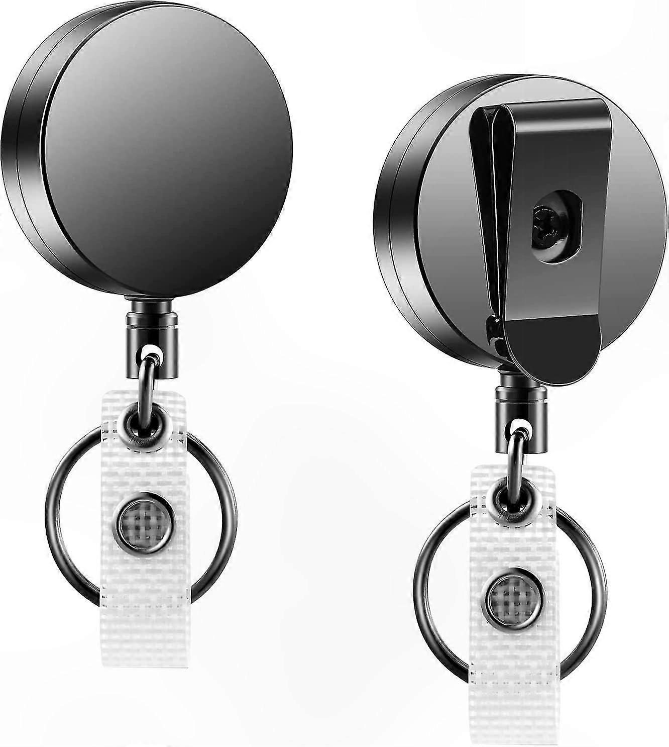 Retractable ID Badge Reels, 2 Pack Durable Card Holders with Clips for Work Badges