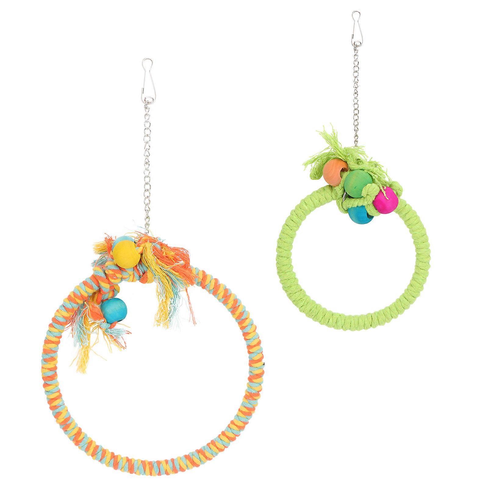 Cotton Rope Parrot Swings For Birds Indoor Activities Wear-Resistant Functionality 2Set