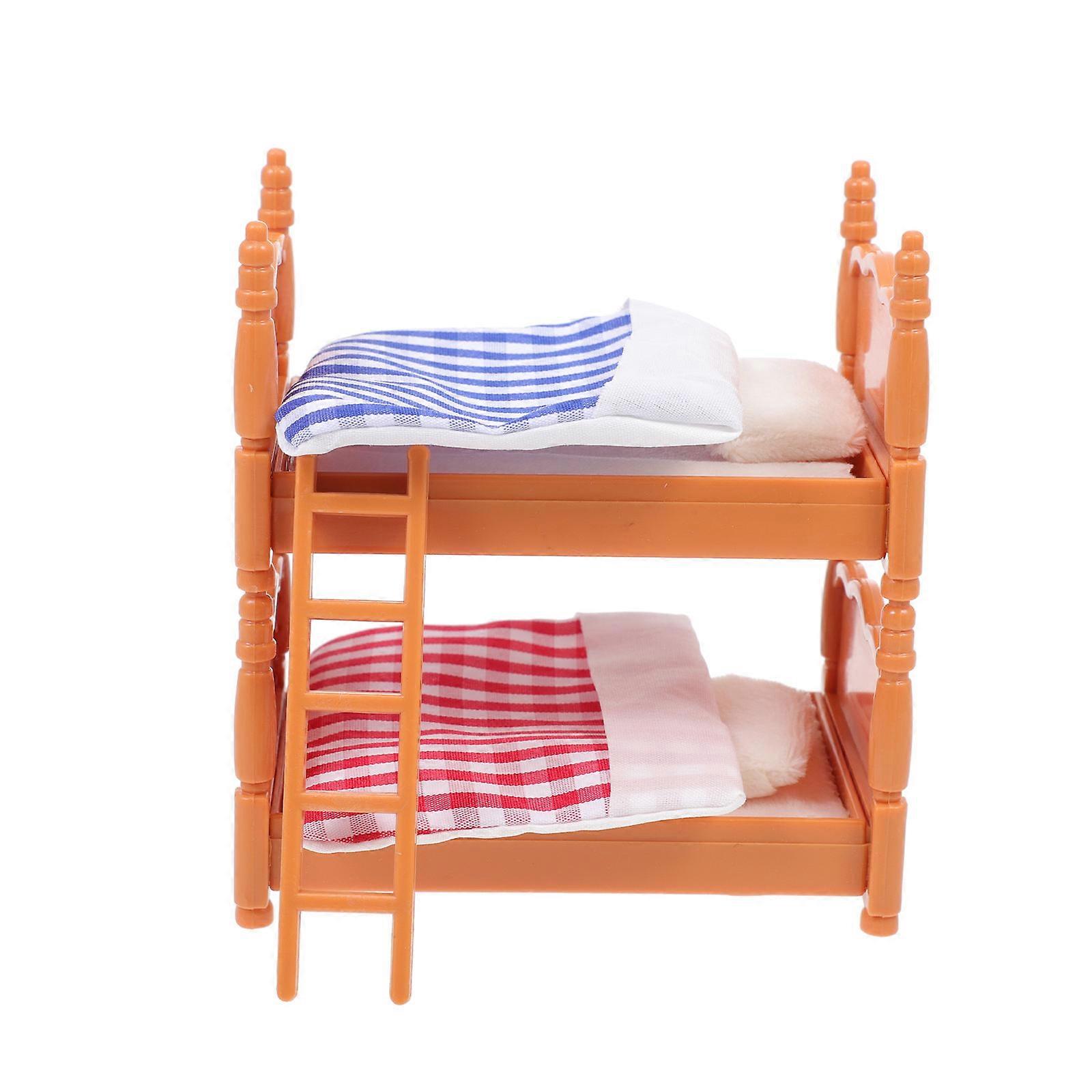 Children's Dollhouse Bed Double Bed Doll House Decor 10X9.5X6cm DIY Projects 1 Set
