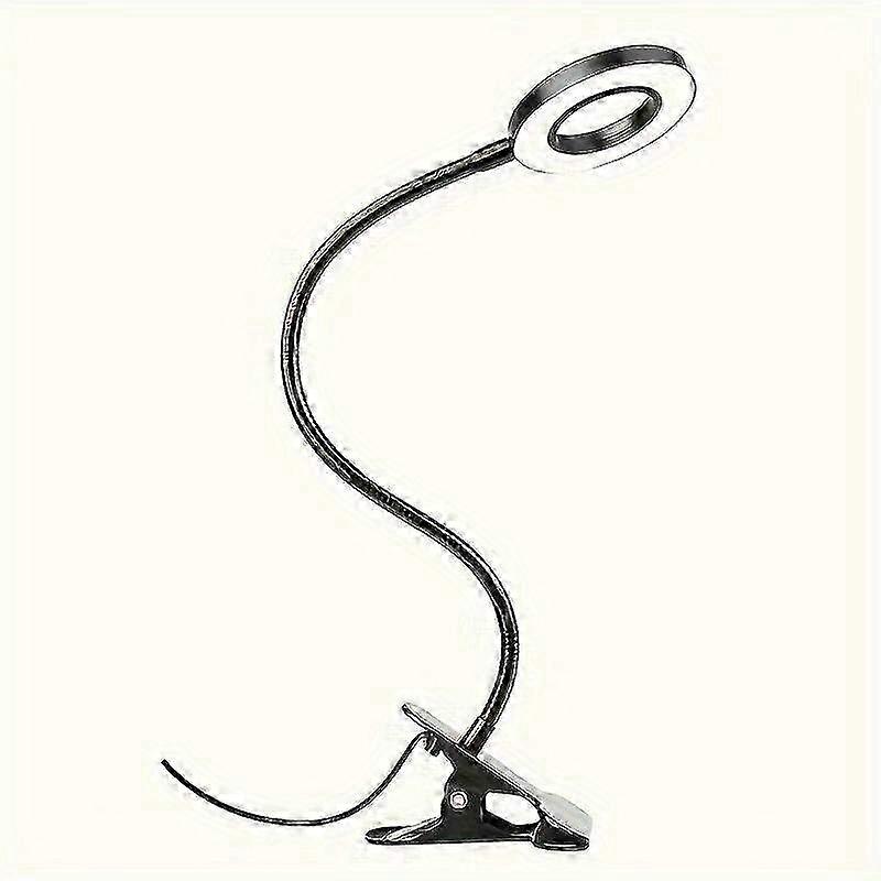 Black Desktop Clamp Magnifying Light with Adjustable Arm - Includes English User Guide for Enhanced Visibility