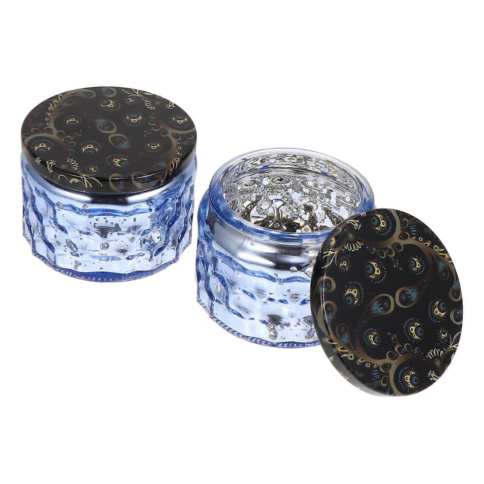 Candle Holders 1 Set Of Empty Embossed Candle Cup Containers Designed For DIY Candle Making In Blue Glass For Office And Home Use