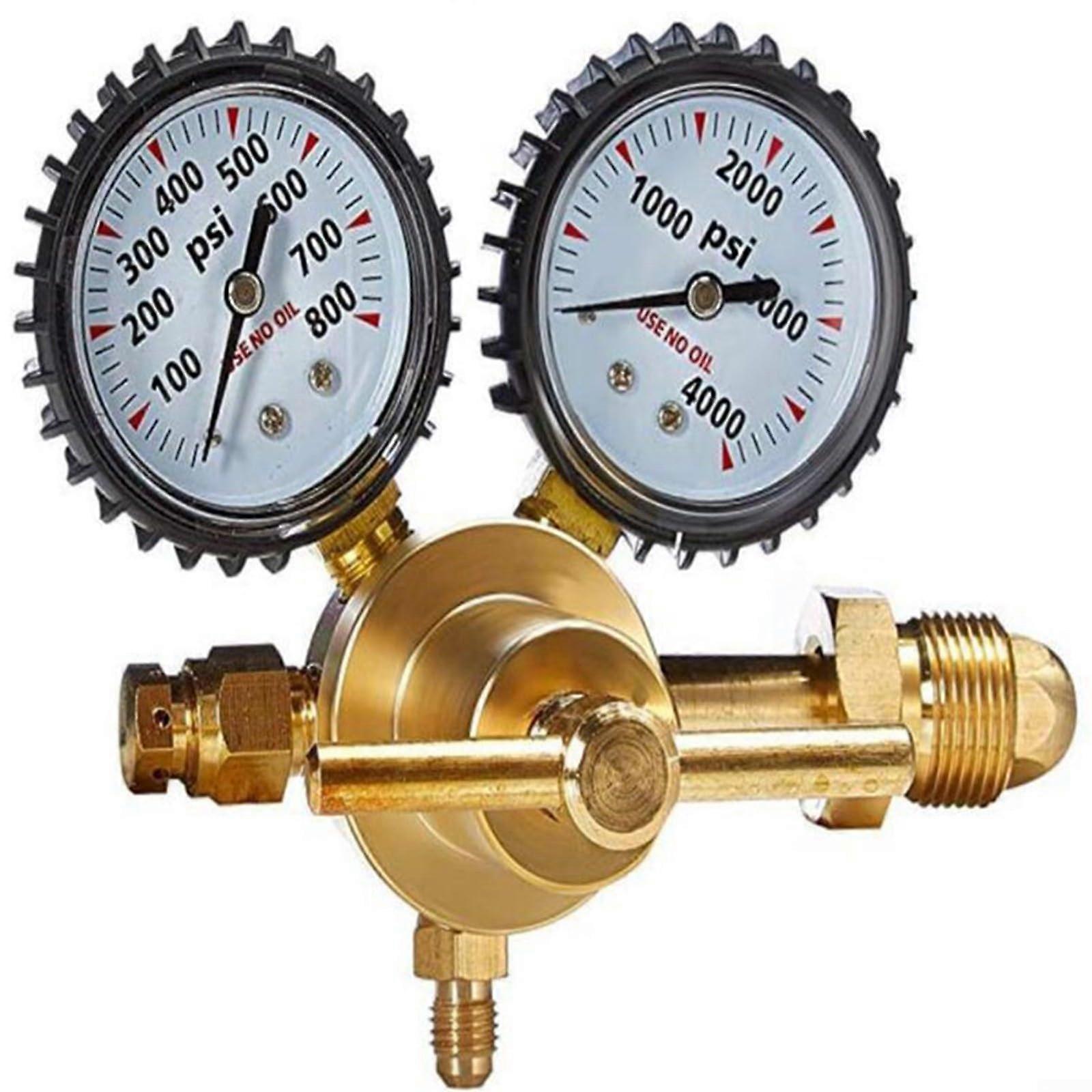 Copper Nitrogen Regulator CGA580 4000PSI High Pressure Reducing Valve with 800PSI Gauge for Industrial Nitrogen Applications