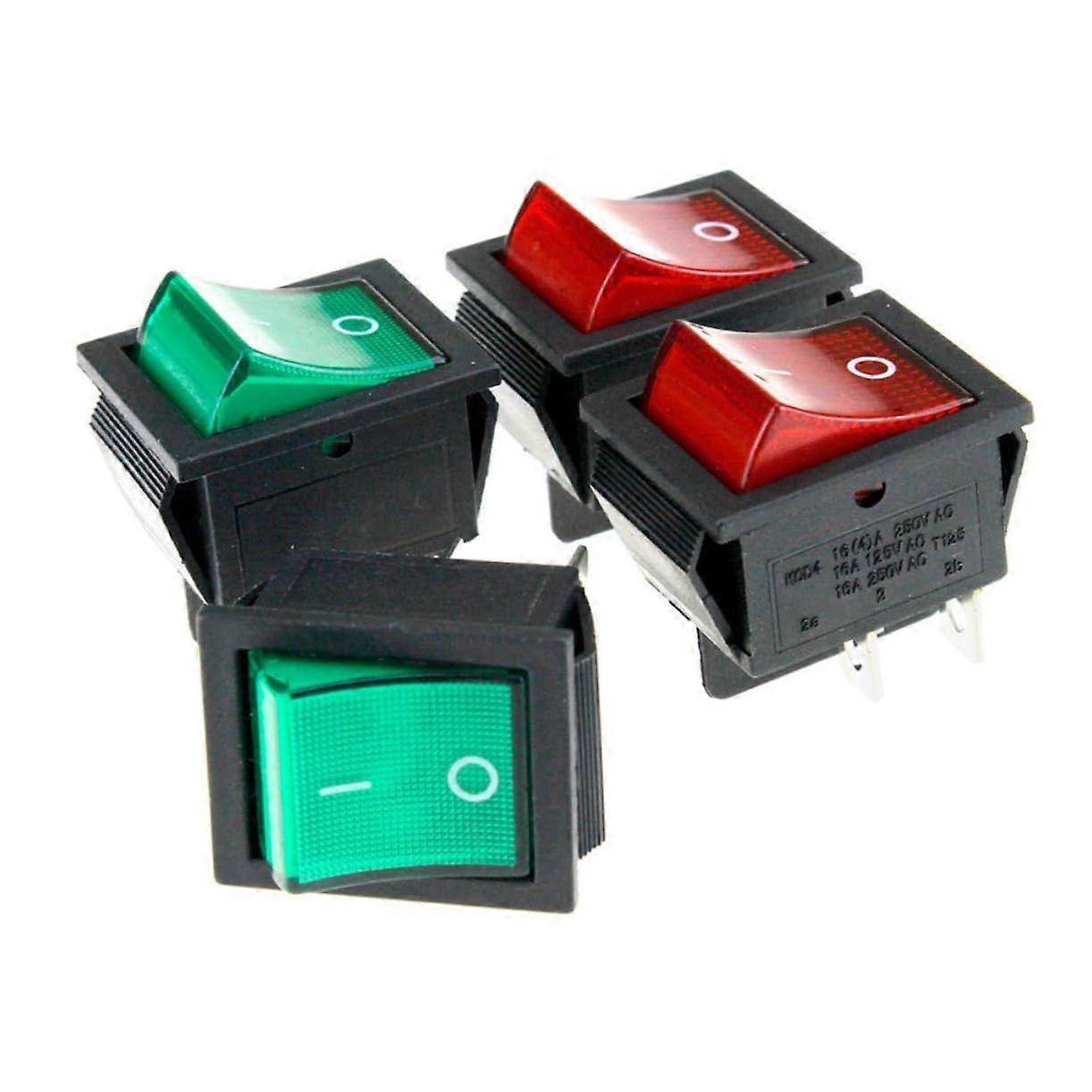 Toggle Switch With Illumination, 4-Pack, Red And Green, Pin-Terminal, On/Off For Lamps, Garden Decor, DIY