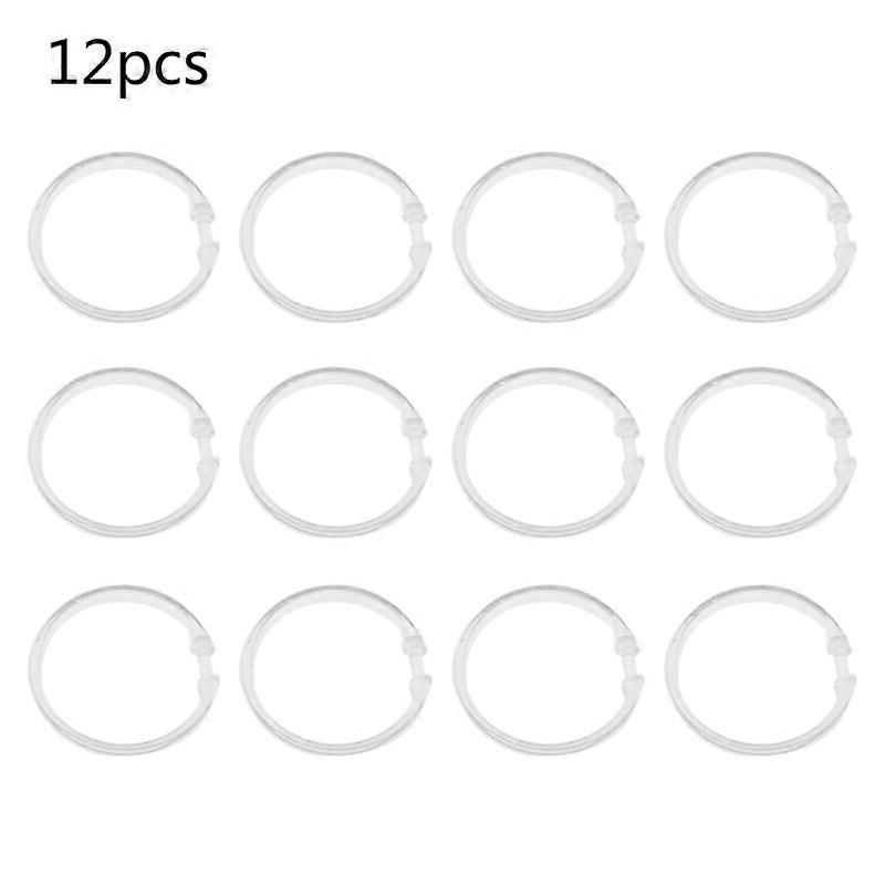 12Pcs/Set Durable Shower Curtain Rings Transparent Round Acrylic Curtain Hook for Bathroom Shower Rod Bedroom Window