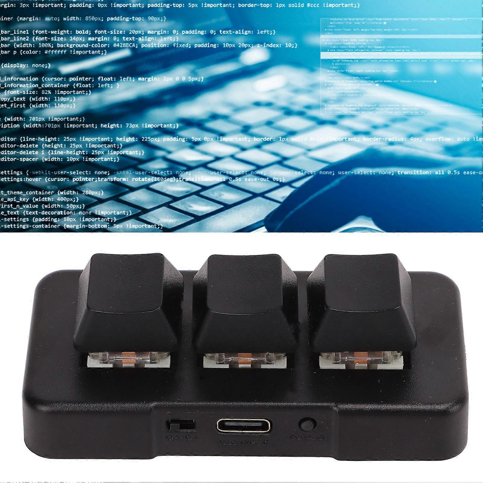 Mini 3-knops bedieningstoetsenbord met USB-kabel Aangepaste knop Toetsenbord programmeren Macrotoetsenbord 