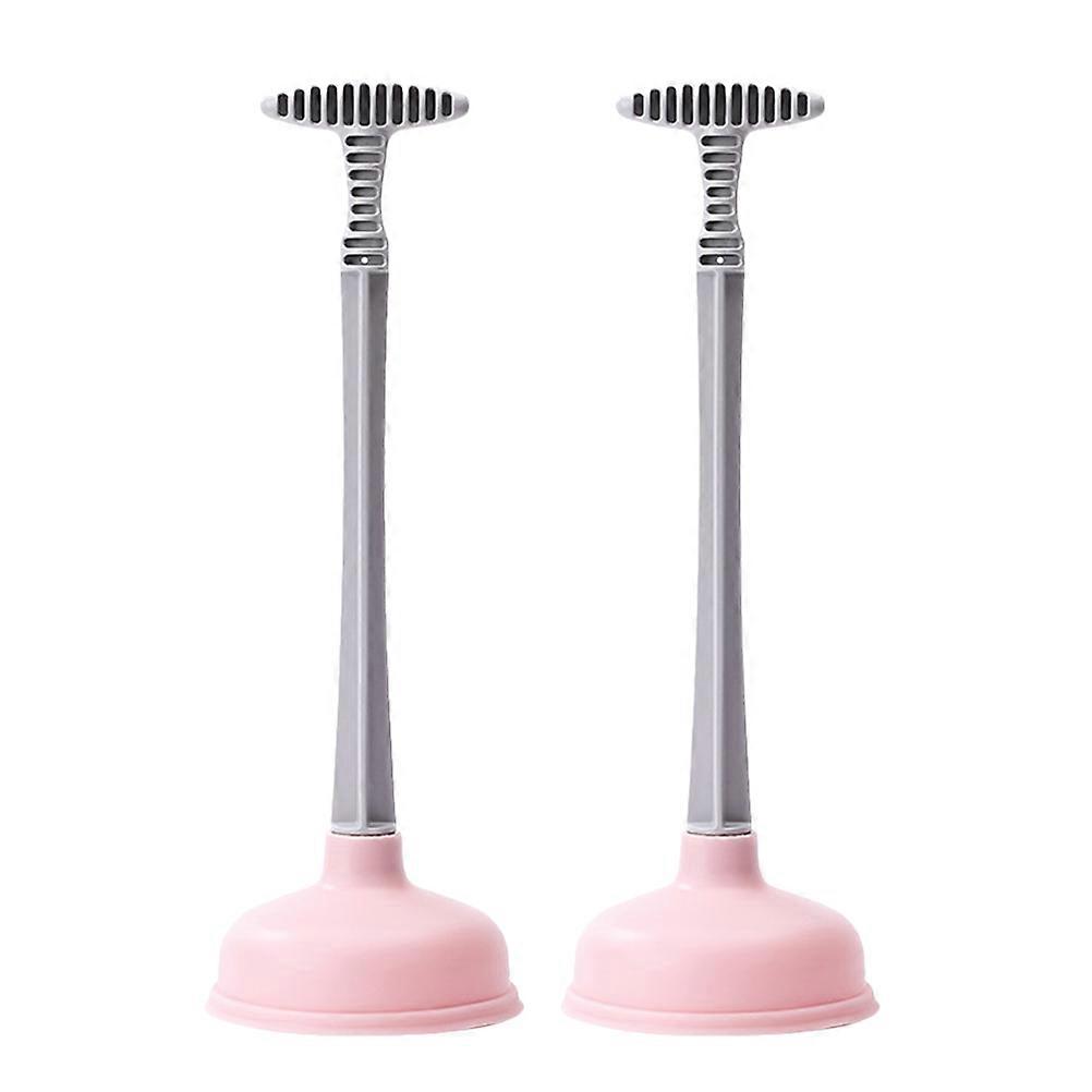 Toilet Unclogging Tool Clogging Solvers Home Use Pink 41x14.5cm Suction 2Pcs