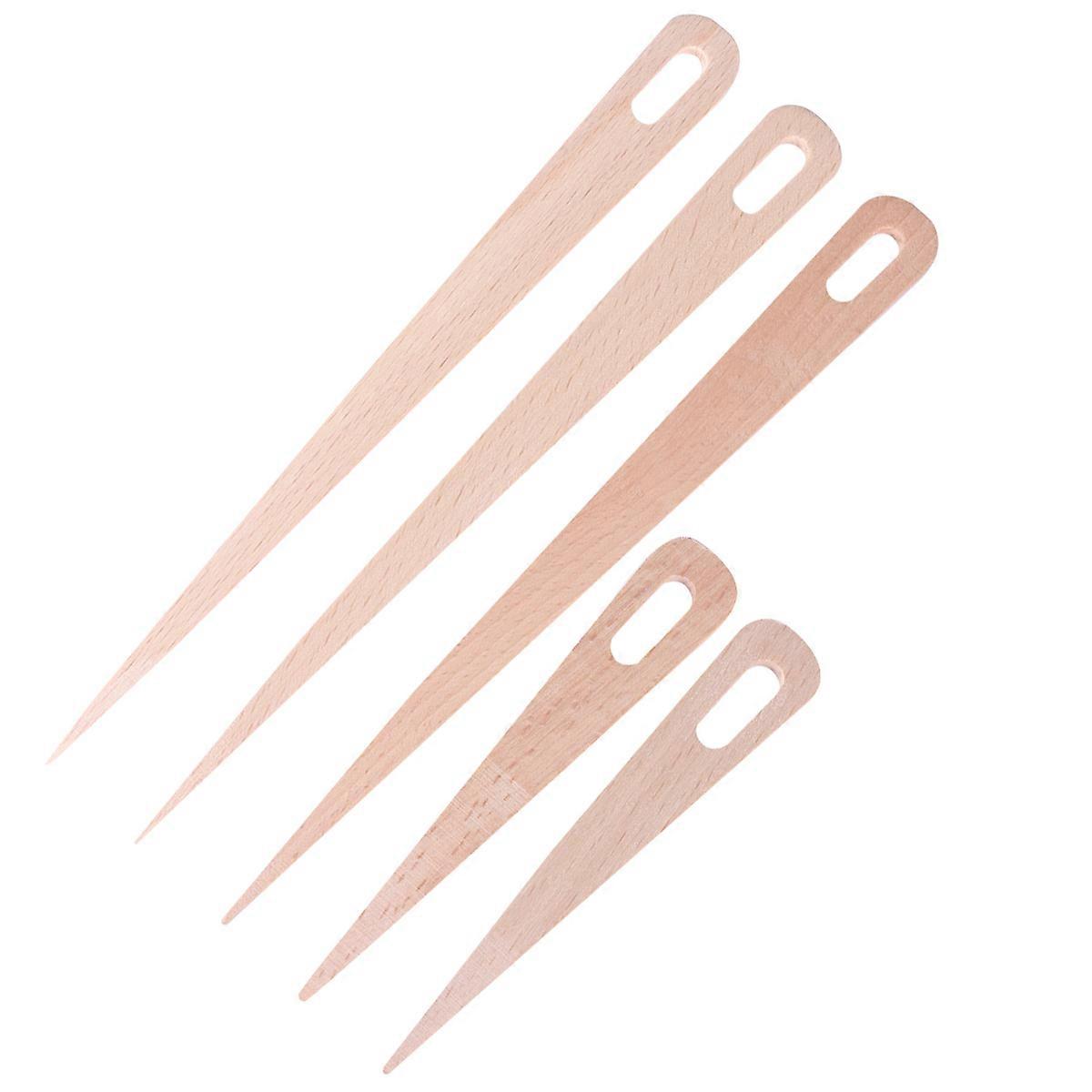 Wood Weaving Crochet Needle Set for DIY Crafts Tapestry Making 3 Big Beige Sizes 2 Small Plastic