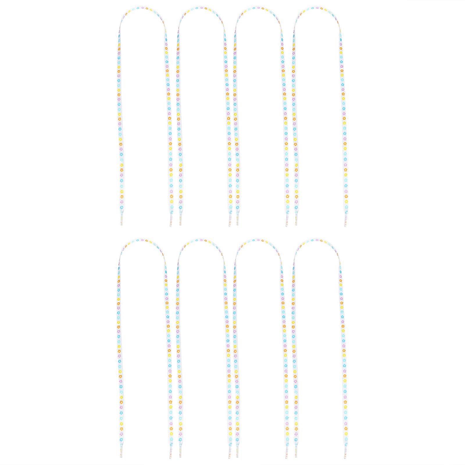 Assorted Color Flat Polyester Shoelaces for Casual Shoes with Flower Pattern 4 Pairs 80cm