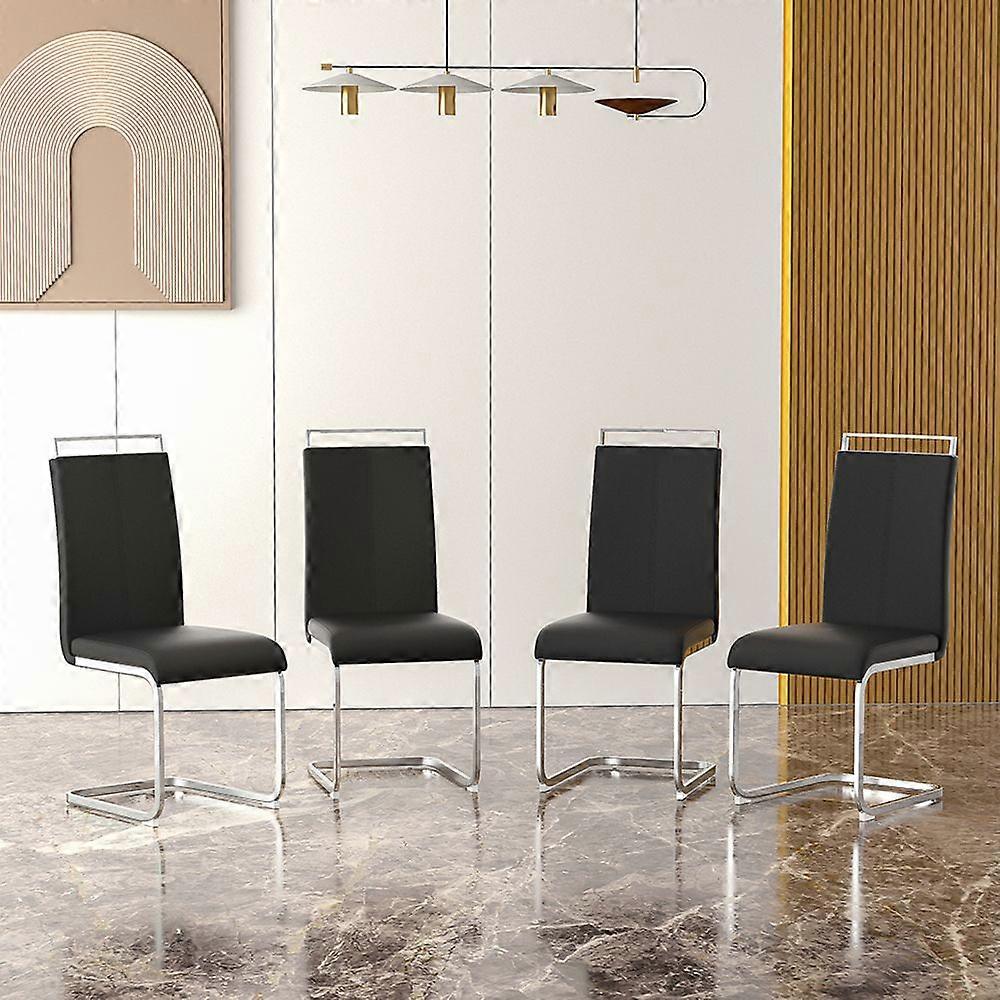 4pcs New Black Faux Leather Dining Chairs