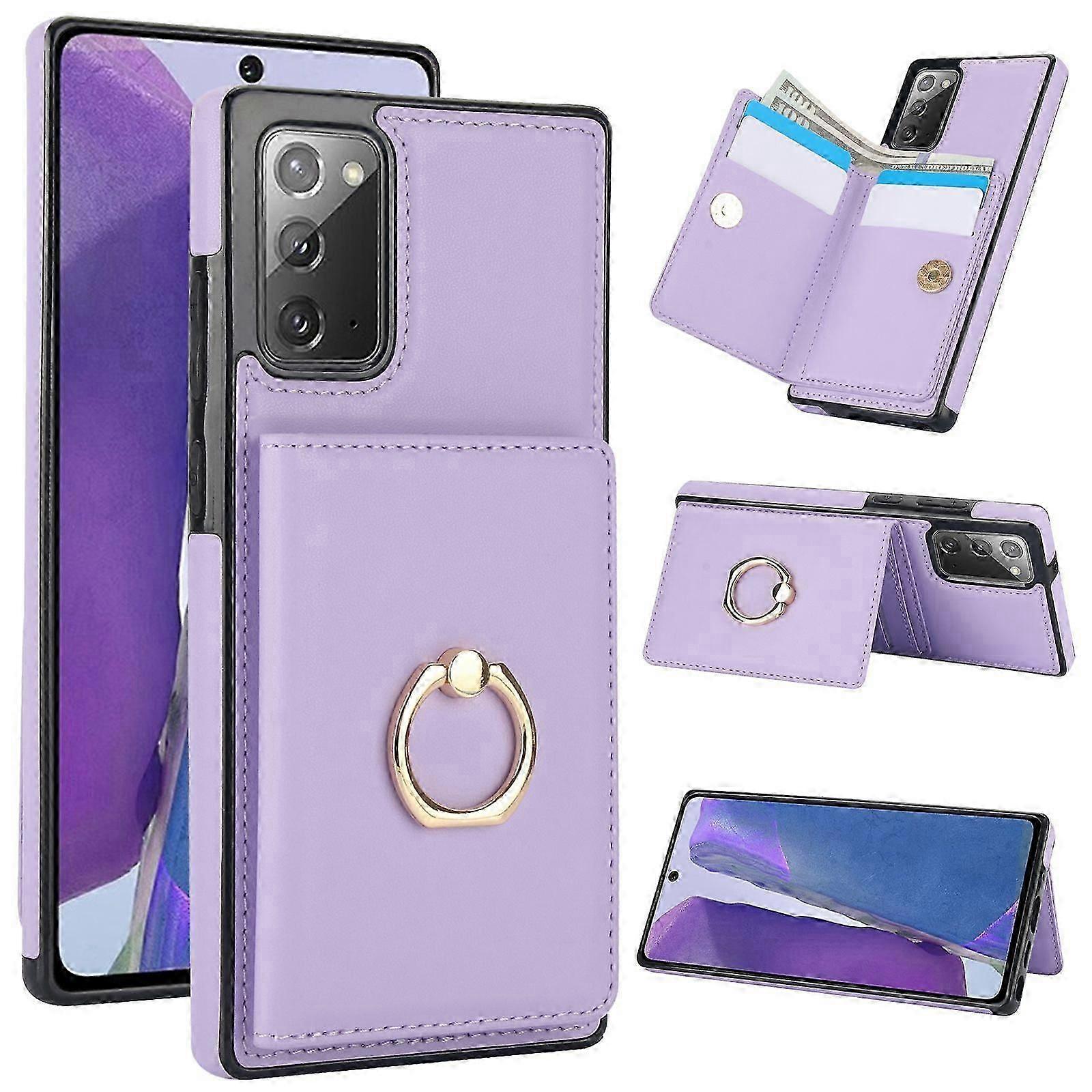 Samsung Galaxy Note20 Case With Card Holder,Military Grade Drop Protection,Durable Shockproof Cover-Brown