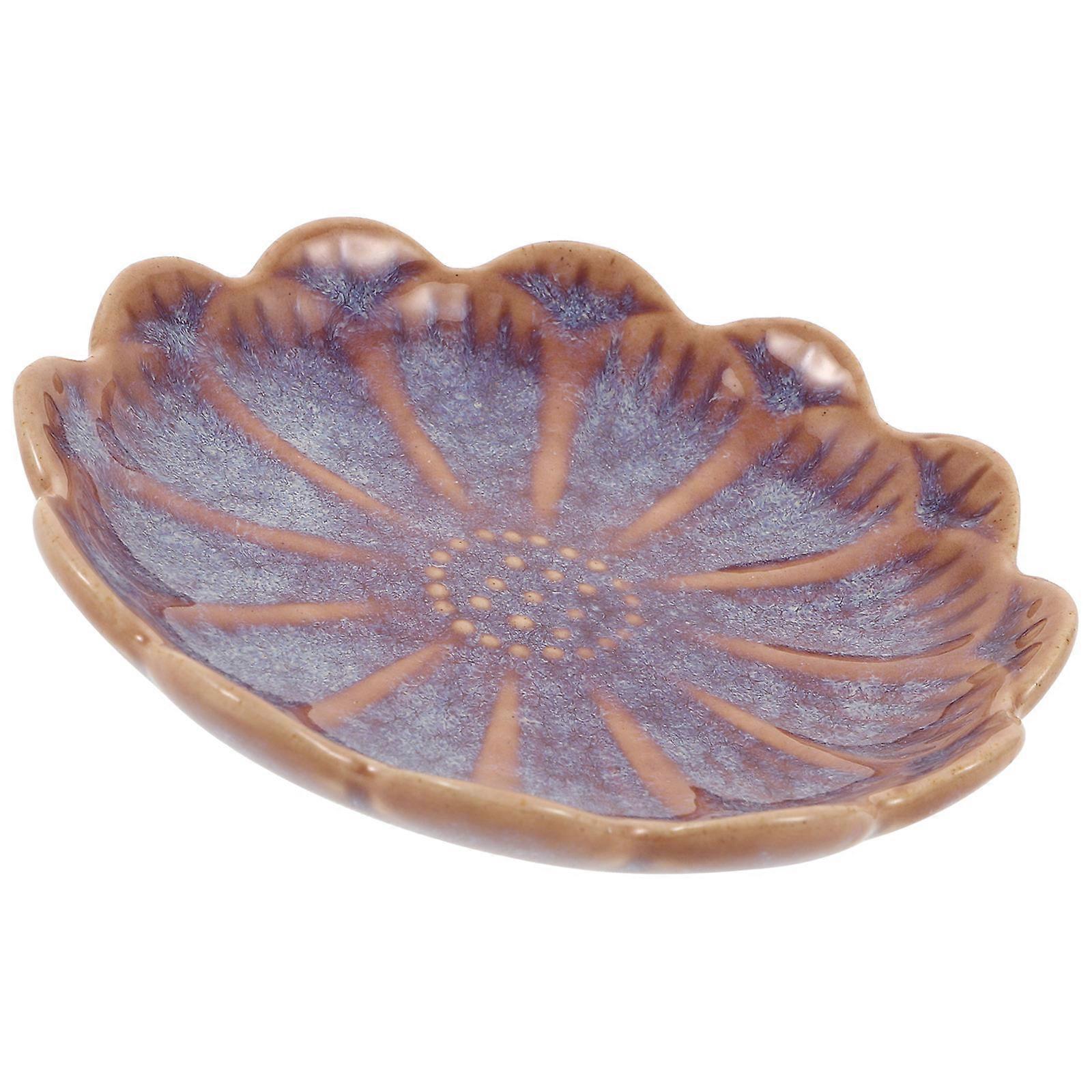 أطباق طبق جانبي شكل زهرة طبق سيراميك حامل تخزين بسيط استخدام مطعم 1 قطعة