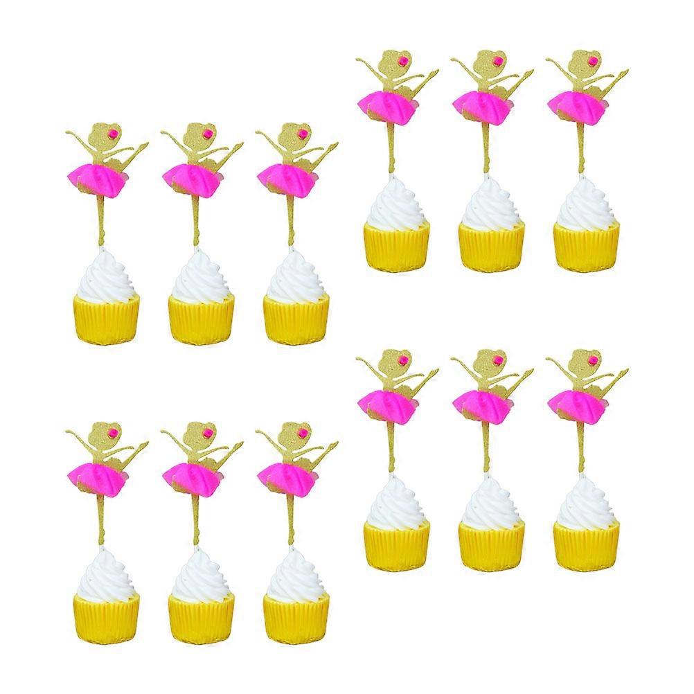 Glitter Cake Topper 12Pcs Delicate Inserts For Wedding Birthday Cake Decorations