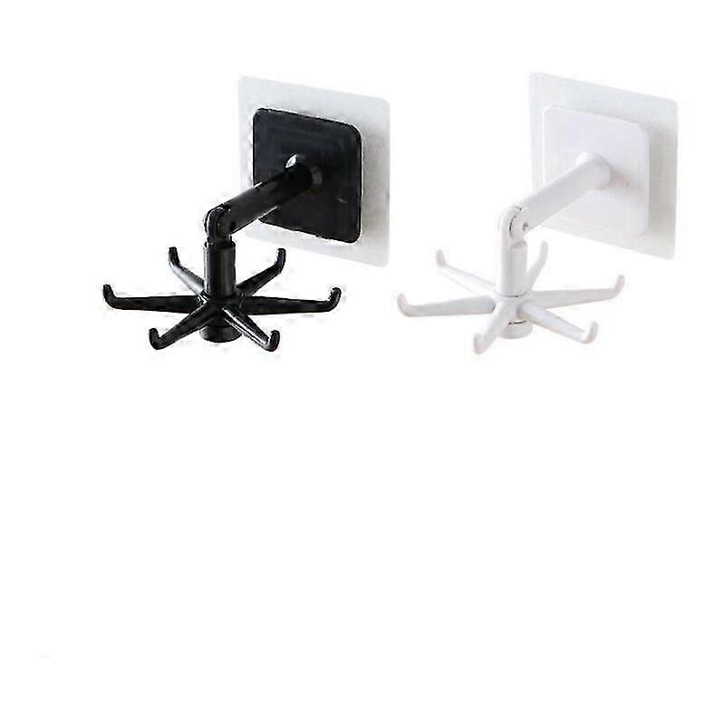 2025 Sticky Hook Multifunctional Rotary Hook 360 Degree Rotating No Marking Sticky Hook 2pc, Black+White