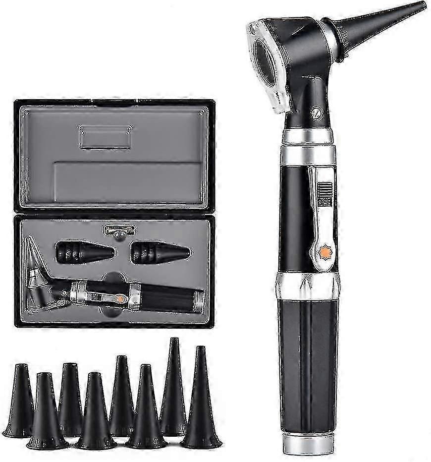 Otoscope with LED - Portable Handheld Ear Exam Magnifier - 3 Pieces Set with 8 Caps and 1 Storage Box