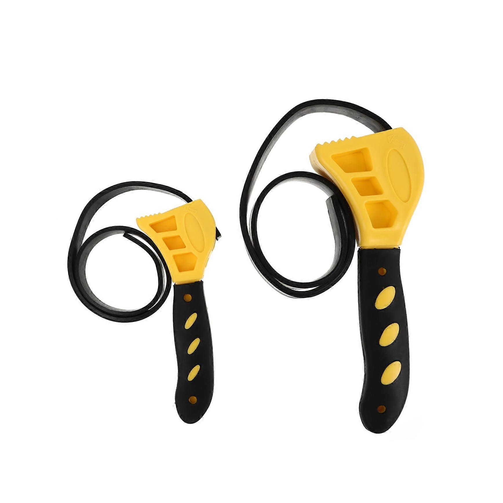 Pack of 2 Adjustable Filter Keys Oil Change Wrench Tool, Half Moon Design, Plastic PP, Yellow Car Repair Key