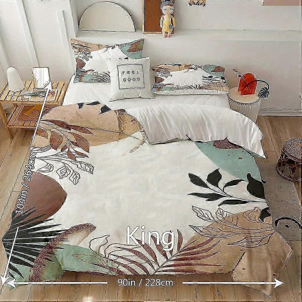 o441 Um conjunto de Abs-tract Beauty- Conjunto de colcha, Leav-es Bedding S-out com- Prin-gting, Soft and-comforabl-e Breathab-le Beds-pread, Suita-ble para cama