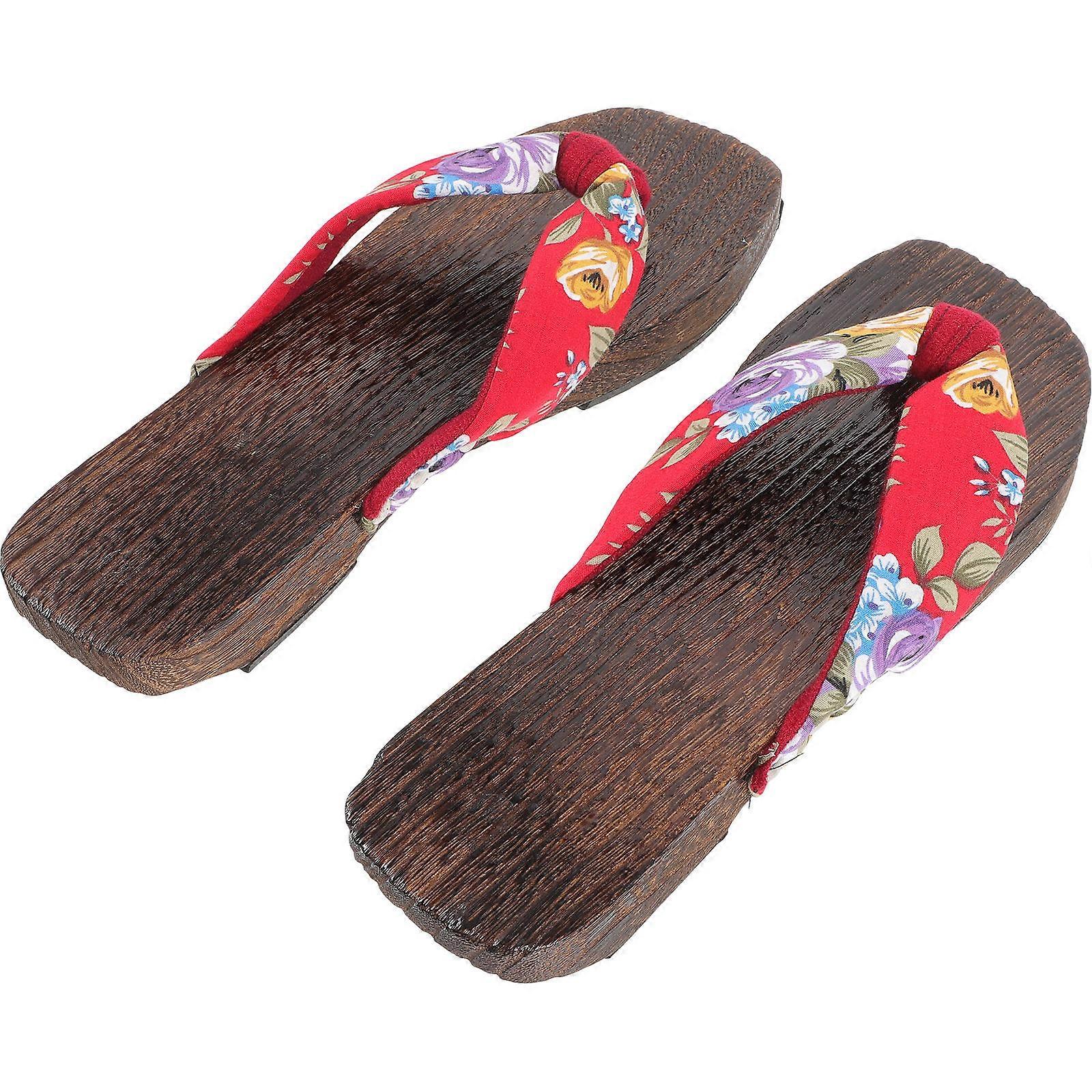 Japanese Traditional Clogs for Home Use Wooden Slippers with Cloth Assorted Color Lightweight and Comfortable