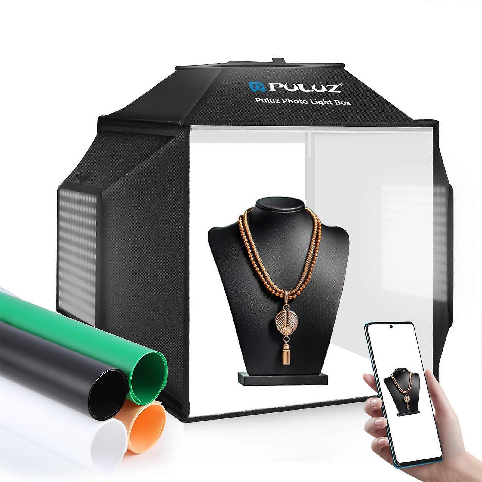 40cm Photo Box Softbox Photo Studio Light Tent Light Box 5500K Photography Lighting Kit with 4 Colours Backgrounds
