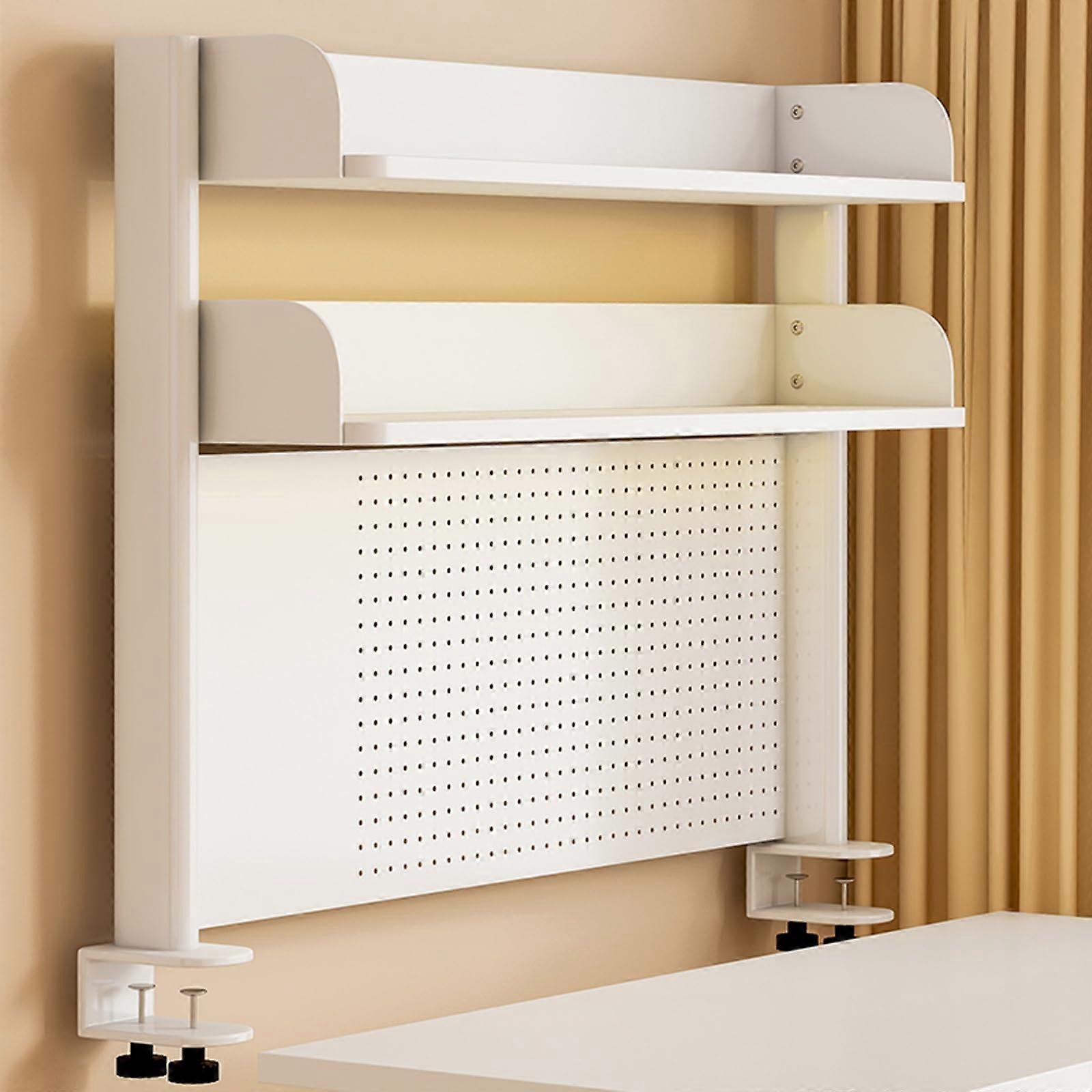 Pegboard Wall Organiser, White Desk Storage Shelf, Space-Saving Bookshelf, 60x95cm Display Rack for Home Office