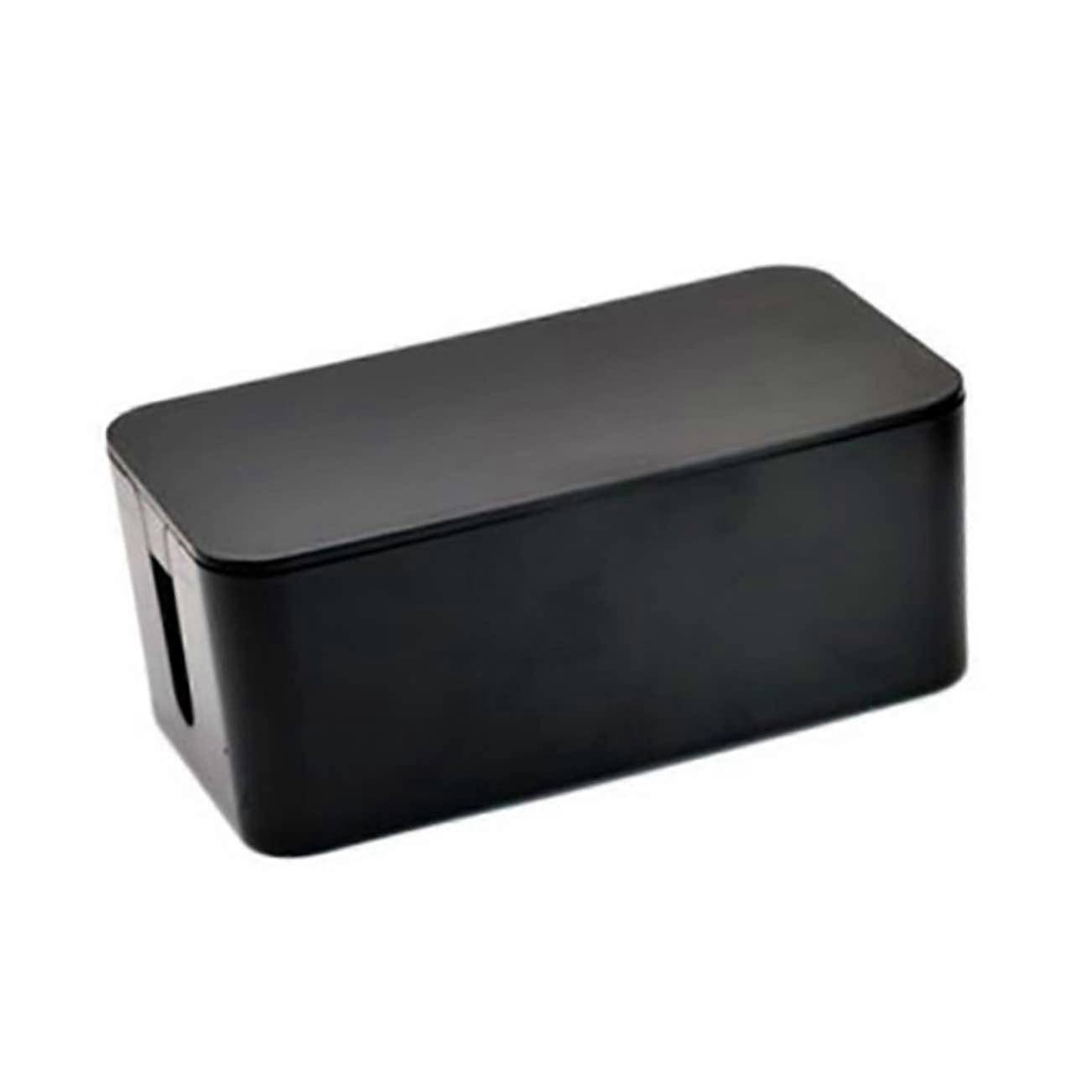 Plastic Cable Organizer Box for Power Strips and Cable Management, Large Black Storage, Durable and Scratch-Resistant
