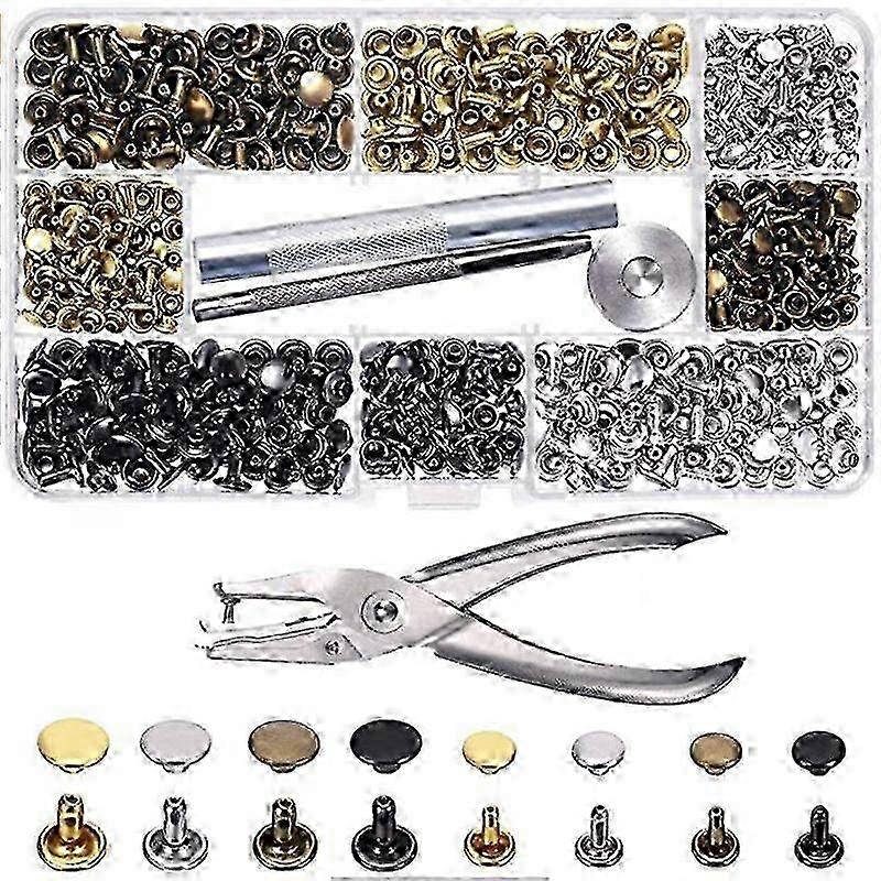 240-osainen nahkaniittisarja, jossa on 4 väriä ja 3 kokoa tee-se-itse-askarteluun, vaatteisiin, jalkineisiin ja laukkujen korjaukseen