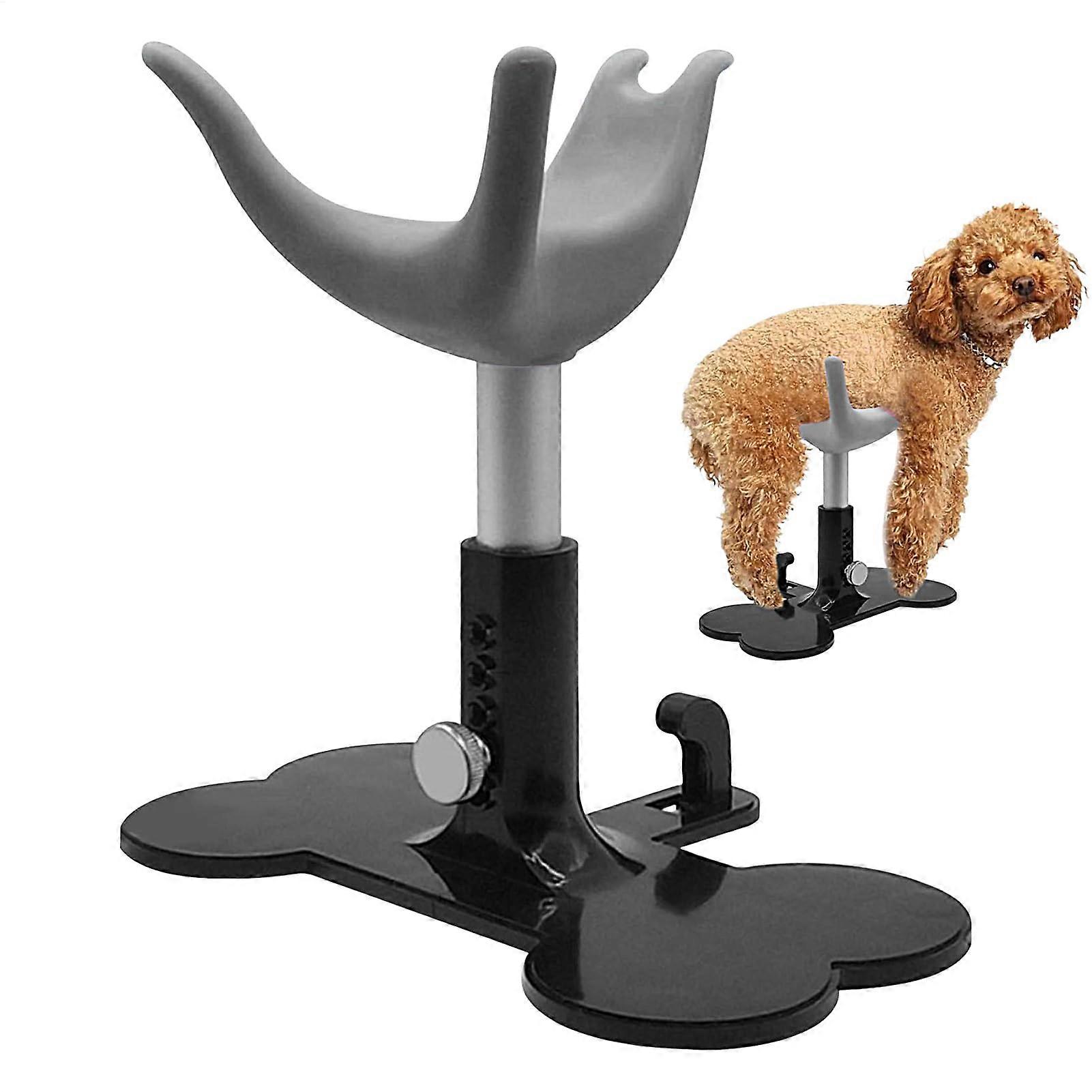 Compact Dog Grooming Stand Puppy Bathing Support Height Adjustable Ladder Bench Non Slip Sturdy Steel Frame Black Grey