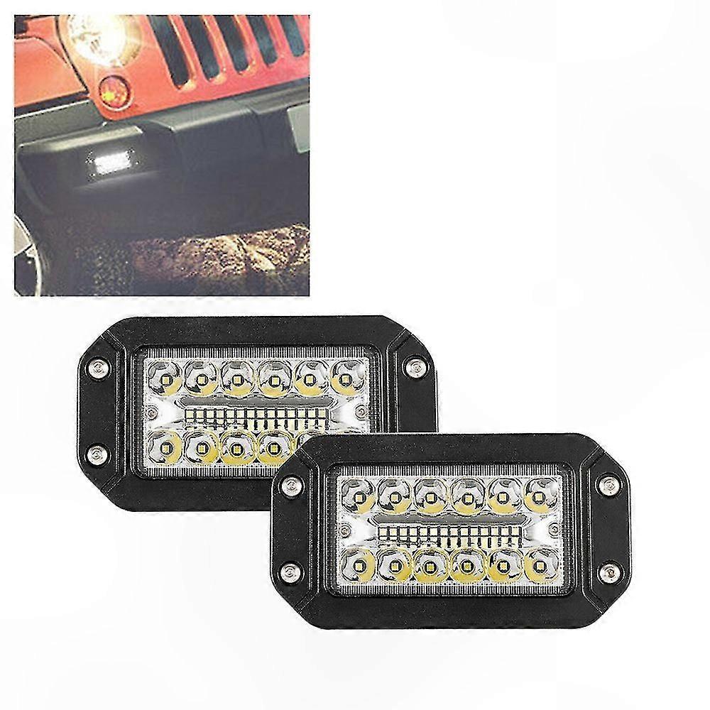 2-Pack 12V 6" Flush Mount LED Work Lights with 26 Super Bright LEDs for Spotlight and Headlight Use