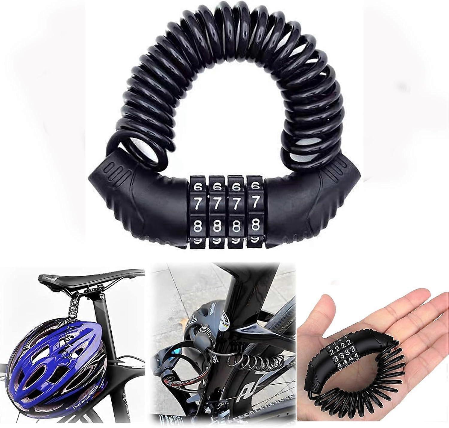 150 cm long (black)  lightweight combination lock with 3-digit code 2 helmet cable locks