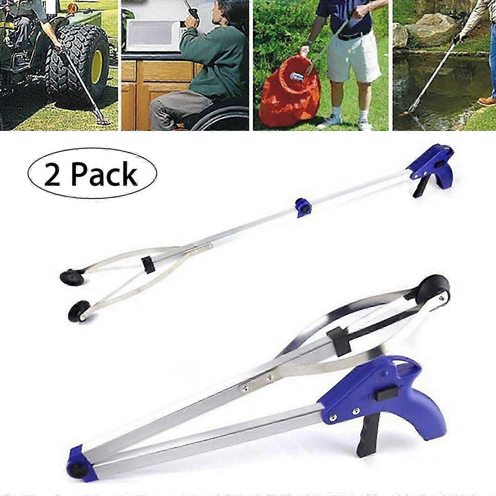 2Pack 32 Foldable Reacher Grabber, Grip Grabber Pick Up Tool For Litter Picker, Trash Can/Trash Can, Garden Nabber, Long Extension Pole 2025