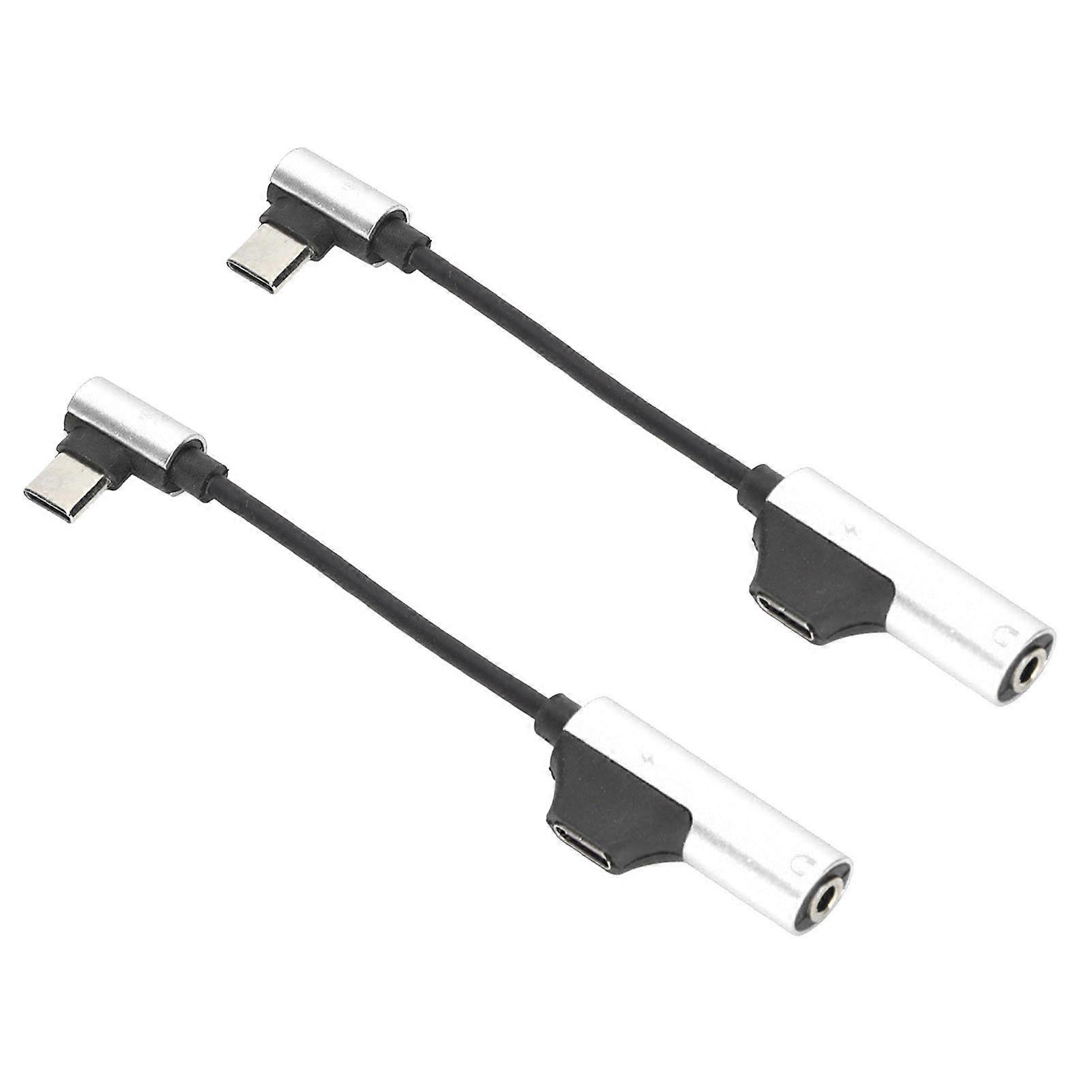 2Pcs Type C to 3.5mm Headphone Adapter Cable 11.5cm Silver