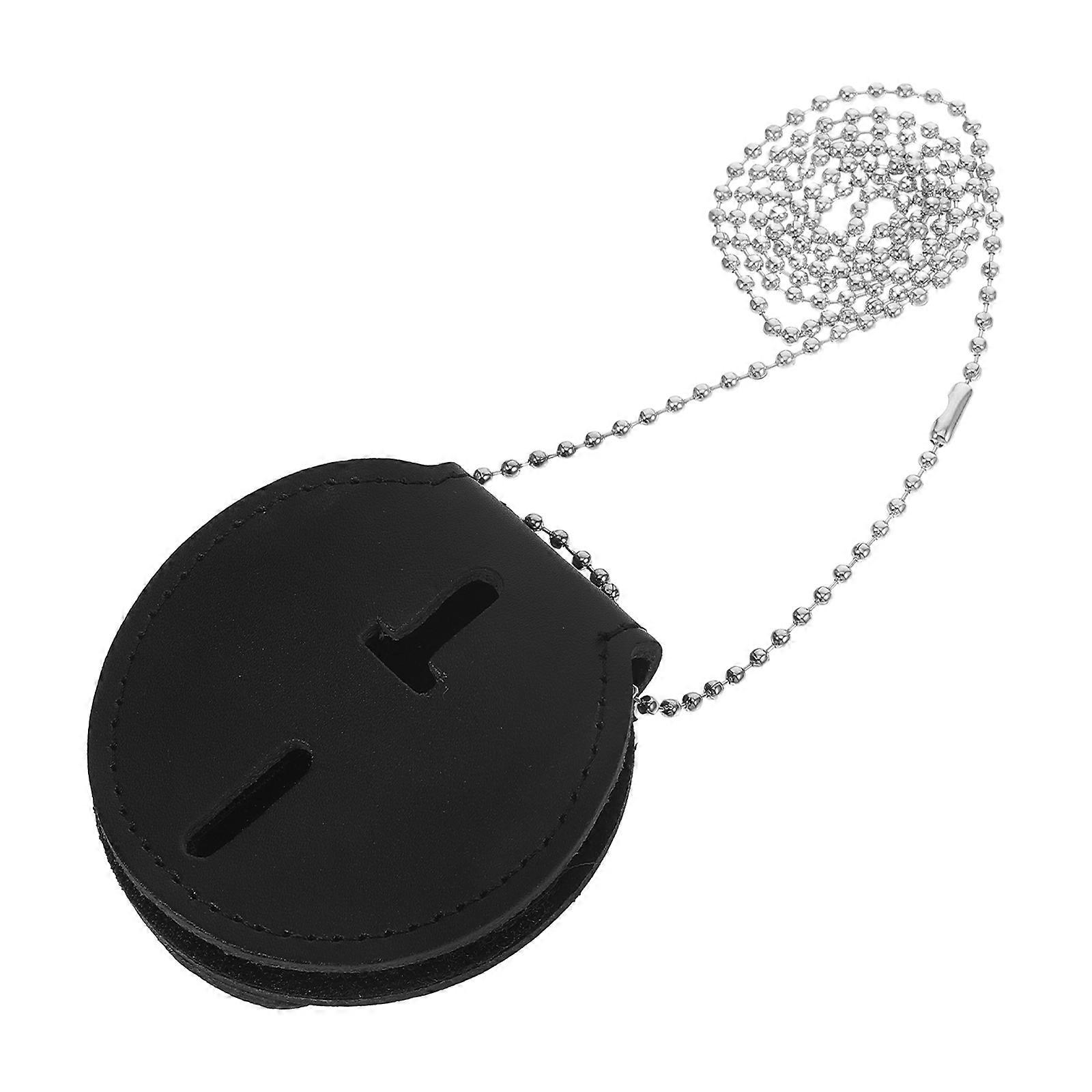Oval PU Badge Holder with Clip and Bead Chain – Stylish ID Card Protector for Office Security – Portable & Craftsmanship Design