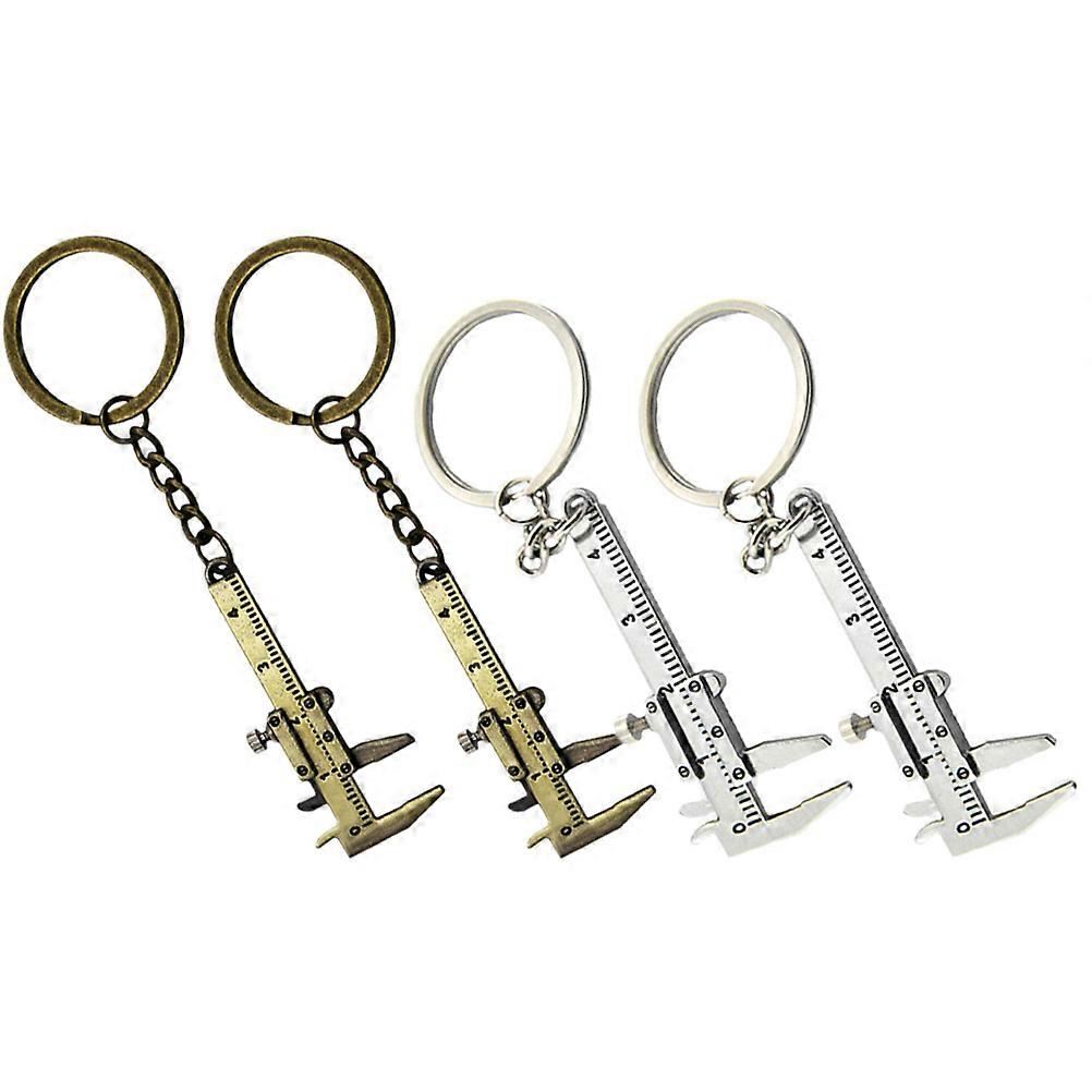 Vernier Calipers Keychains Metal Keychain for Decoration 4Pcs Assorted Color