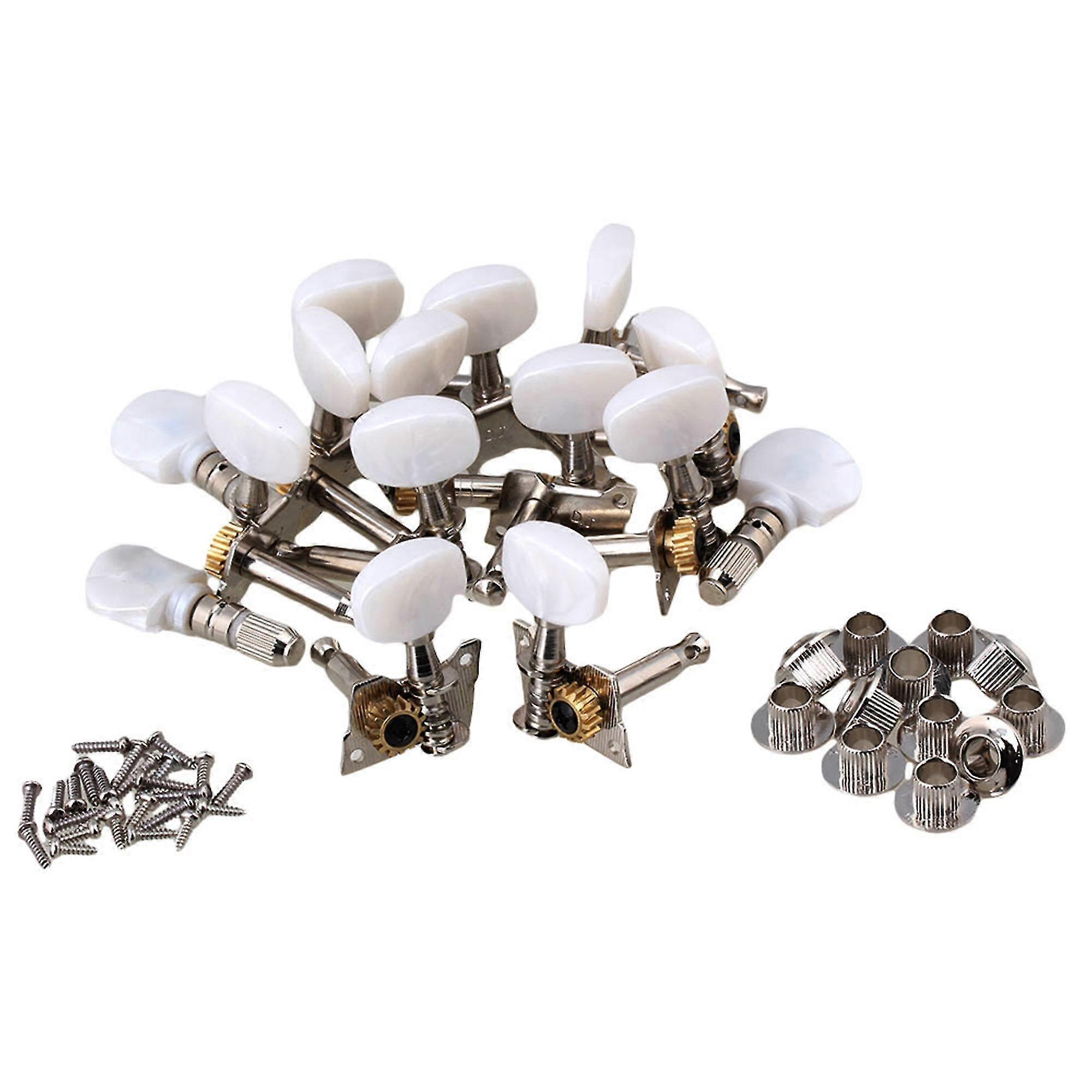 2025 White Button 20R/20L Zinc Alloy Semiclosed Tuning Pegs for Banjo Accessory