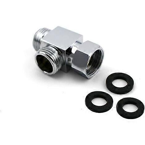 3-Way Brass Shower Arm with T-Diverter for Standard Hose Connector – G1/5.1 cm Shower Head System Replacement Part, Shower Flow Control Splitter, T-J